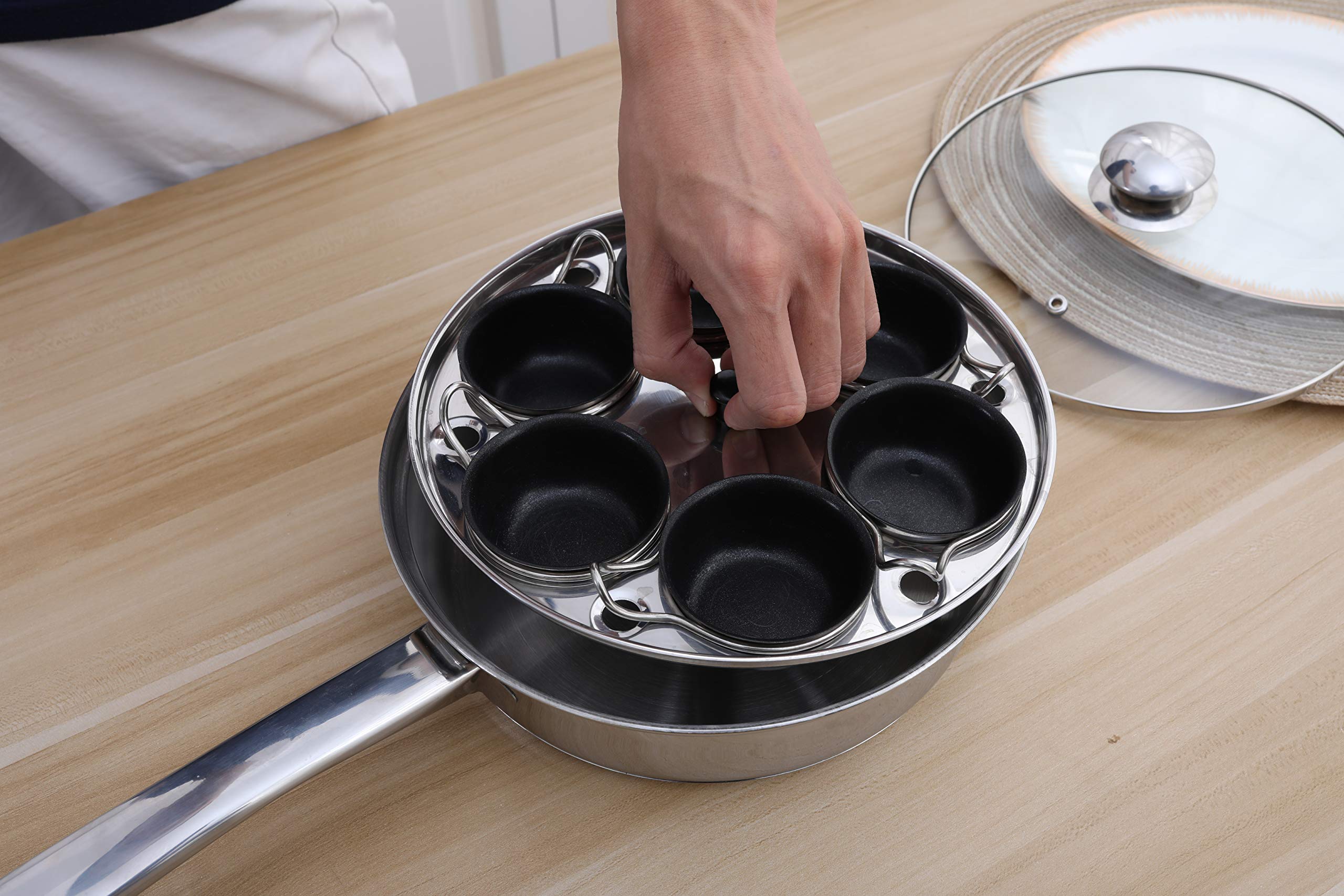 6-Cup Stainless Steel Egg Poacher Pan for Induction