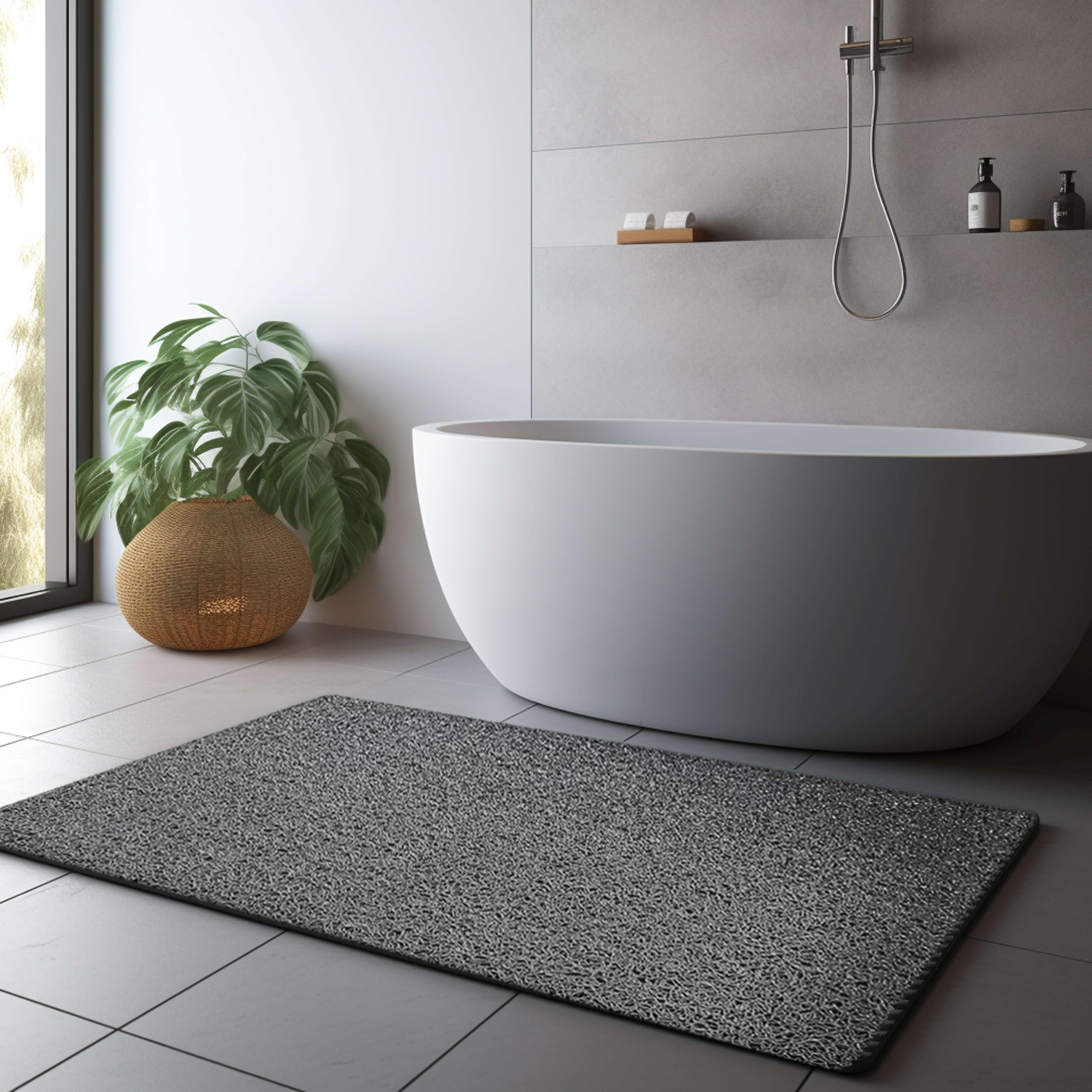 Nicoman Loofah Shower Mat | Non-Slip PVC Spaghetti Bath Mat, 90x60cm