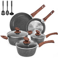 M MELENTA 11-Piece Non-Stick Granite Cookware Set | Induction Pan Set
