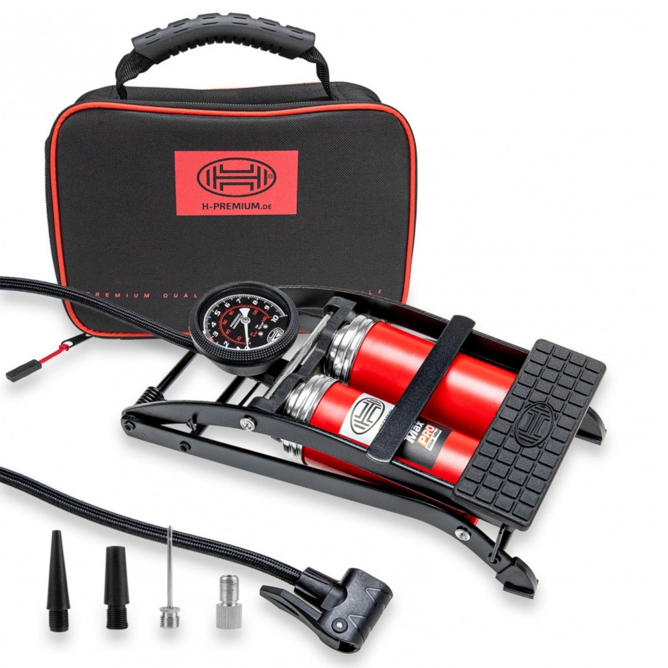 HEYNER Double Barrel Foot Air Pump | 140PSI Tyre Inflator with Gauge