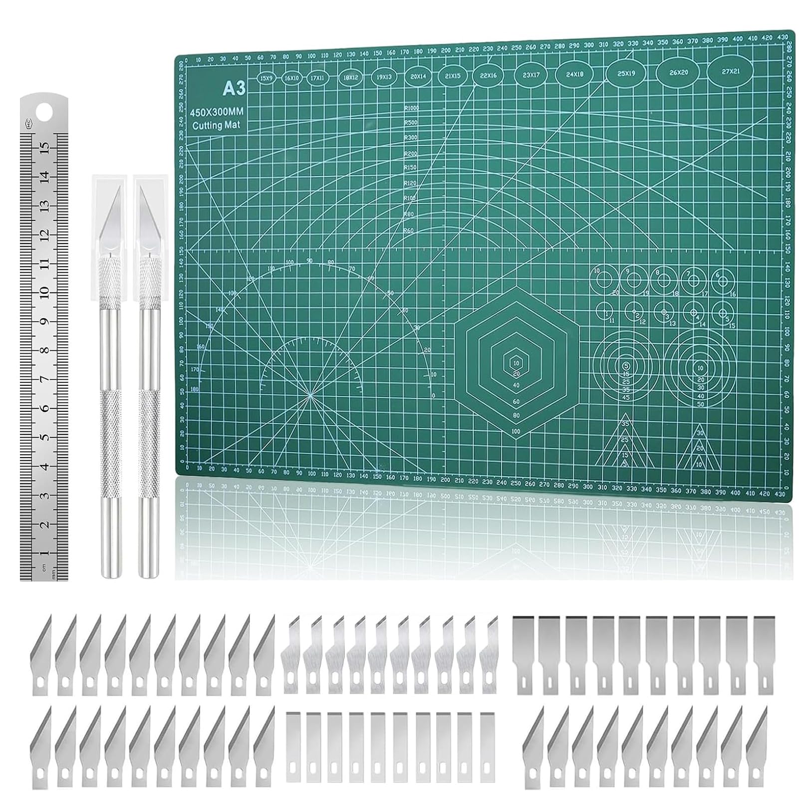Jolof Store A3 Self-Healing Cutting Mat Set with Steel Ruler and Knife