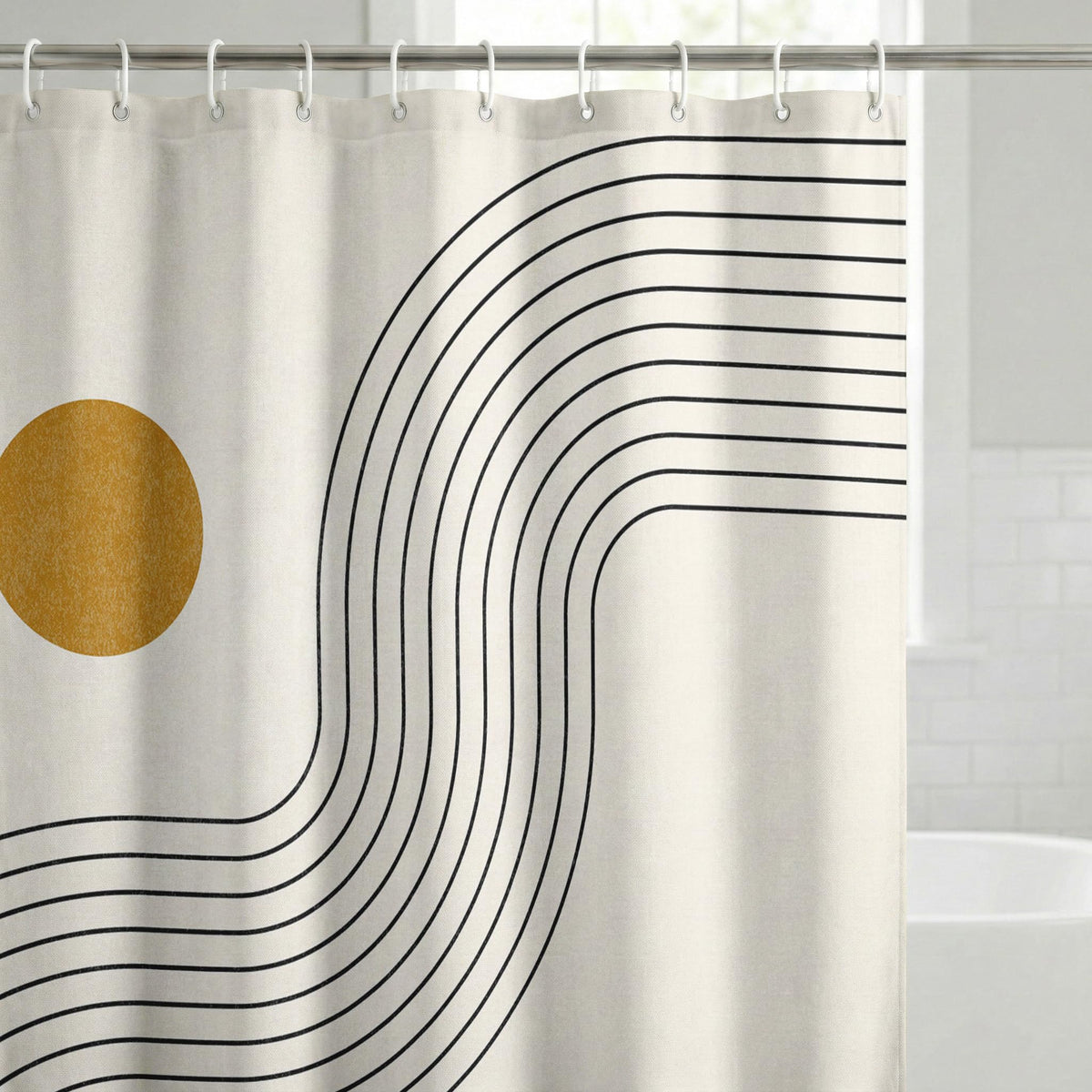 Americanflat 71x74 Boho Shower Curtain - 100% Polyester Shower Curtain with 12 Hooks - Shower Curtains for Bathroom - image 1