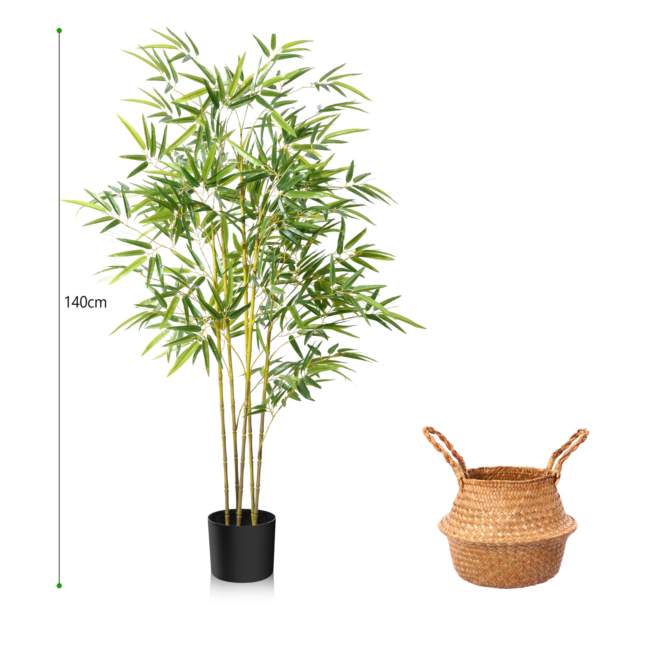 Kazeila 2-Pack Artificial Bamboo Trees | 140cm Faux Plants with Baskets