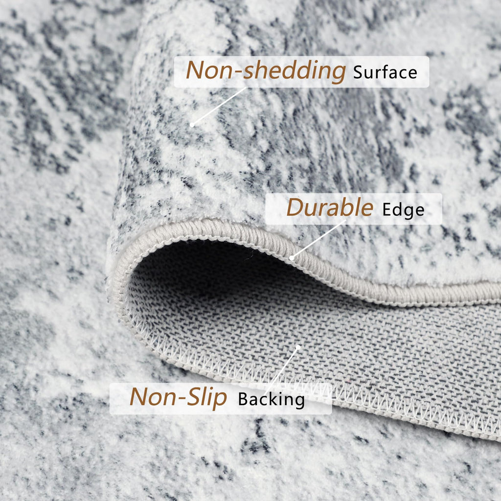 Homcomodar Abstract Runner Rug | 80x300cm Non-Slip Washable Faux Wool