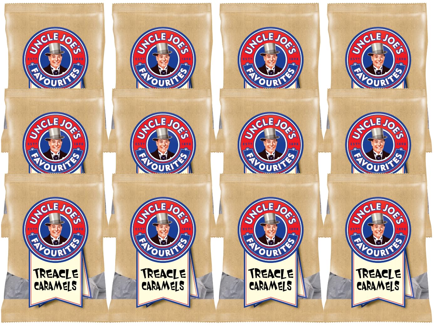 Uncle Joe's Treacle Caramel Toffee - Traditional Chewy Sweets, 12 x 75g