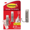 Command Brushed Nickel Metal Decorative Hooks, Damage-Free - 2 Pack