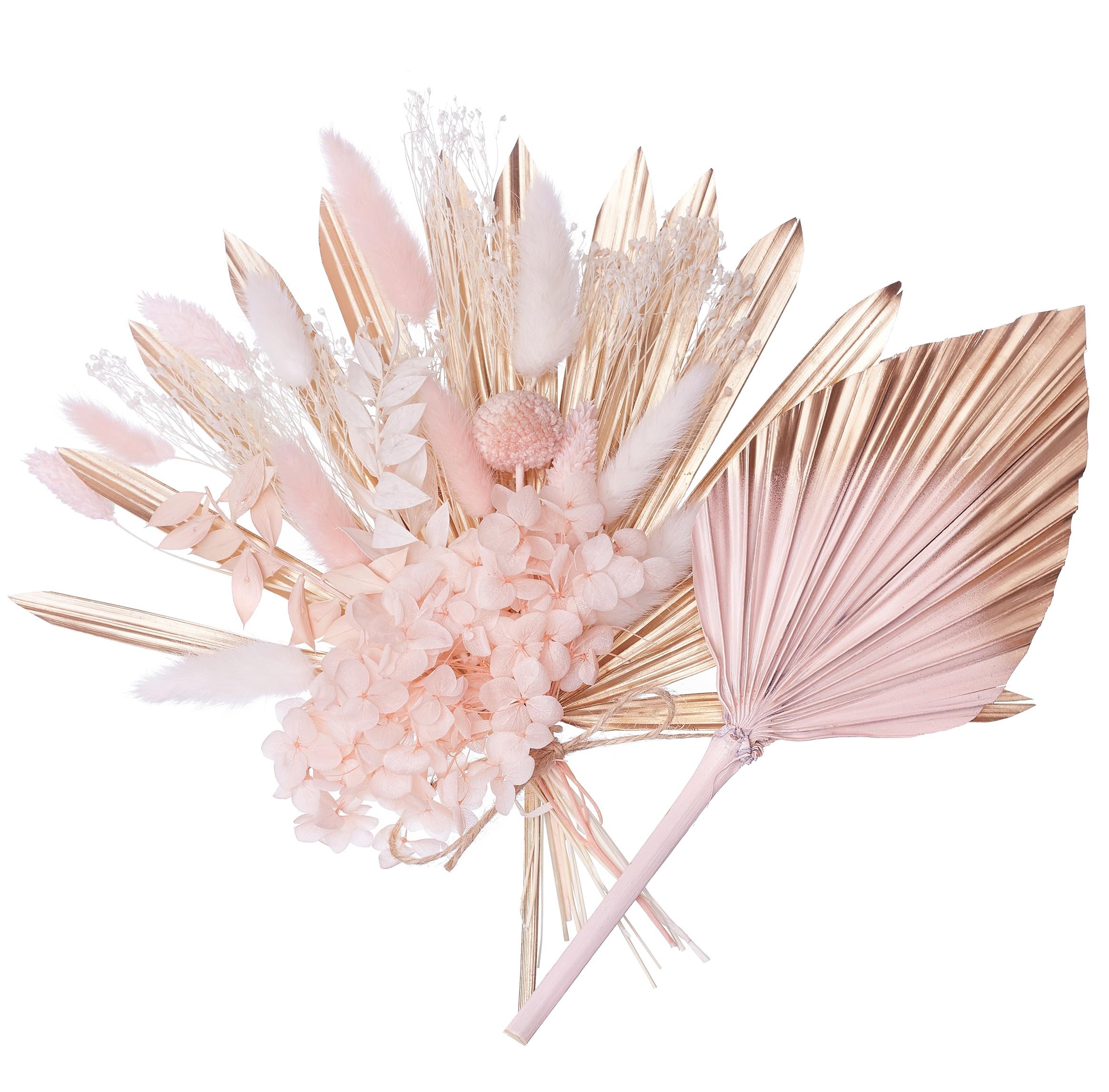 The Baked Studio Dried Flower Cake Topper - Pink & Gold Palm Spear Set