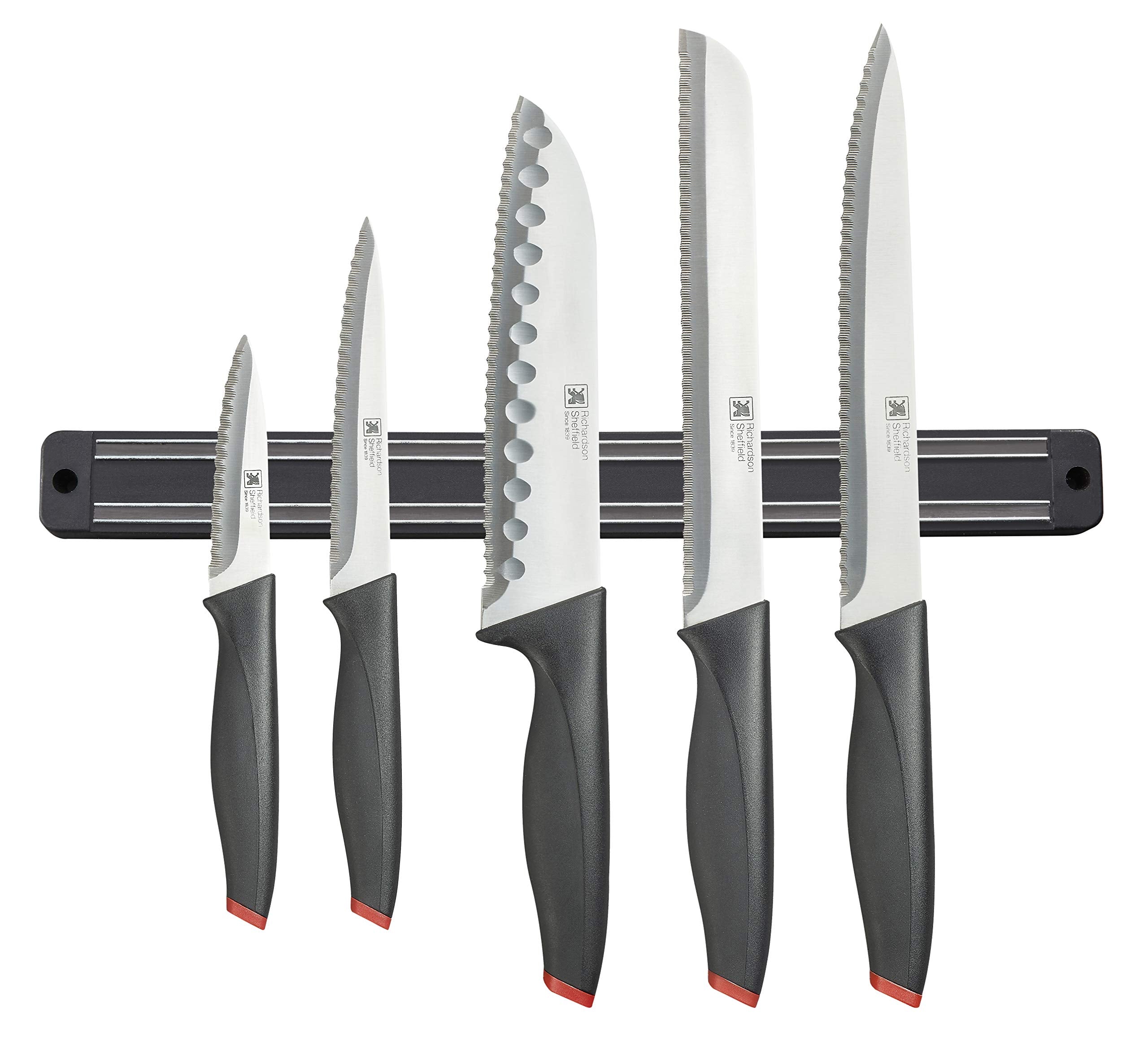Richardson Sheffield Laser 5pc Knife Set with Magnetic Rack | Black