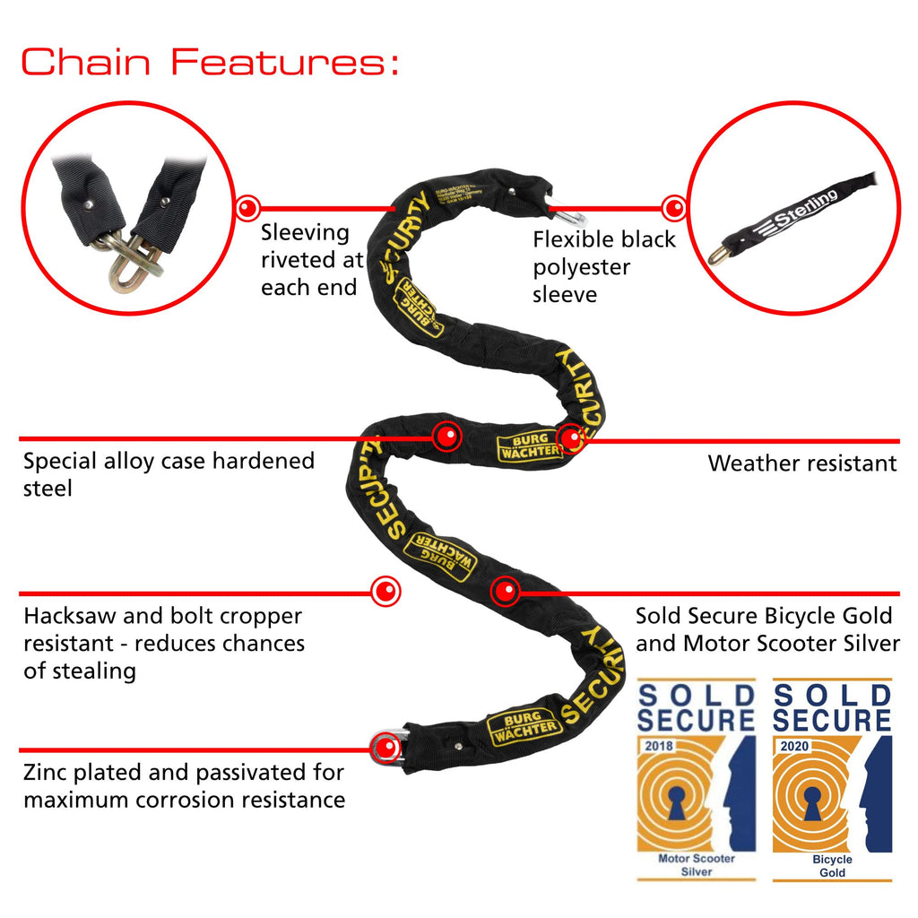 Burg Wachter 1M Sold Secure Gold Bike Lock & Ground Anchor Kit – Black