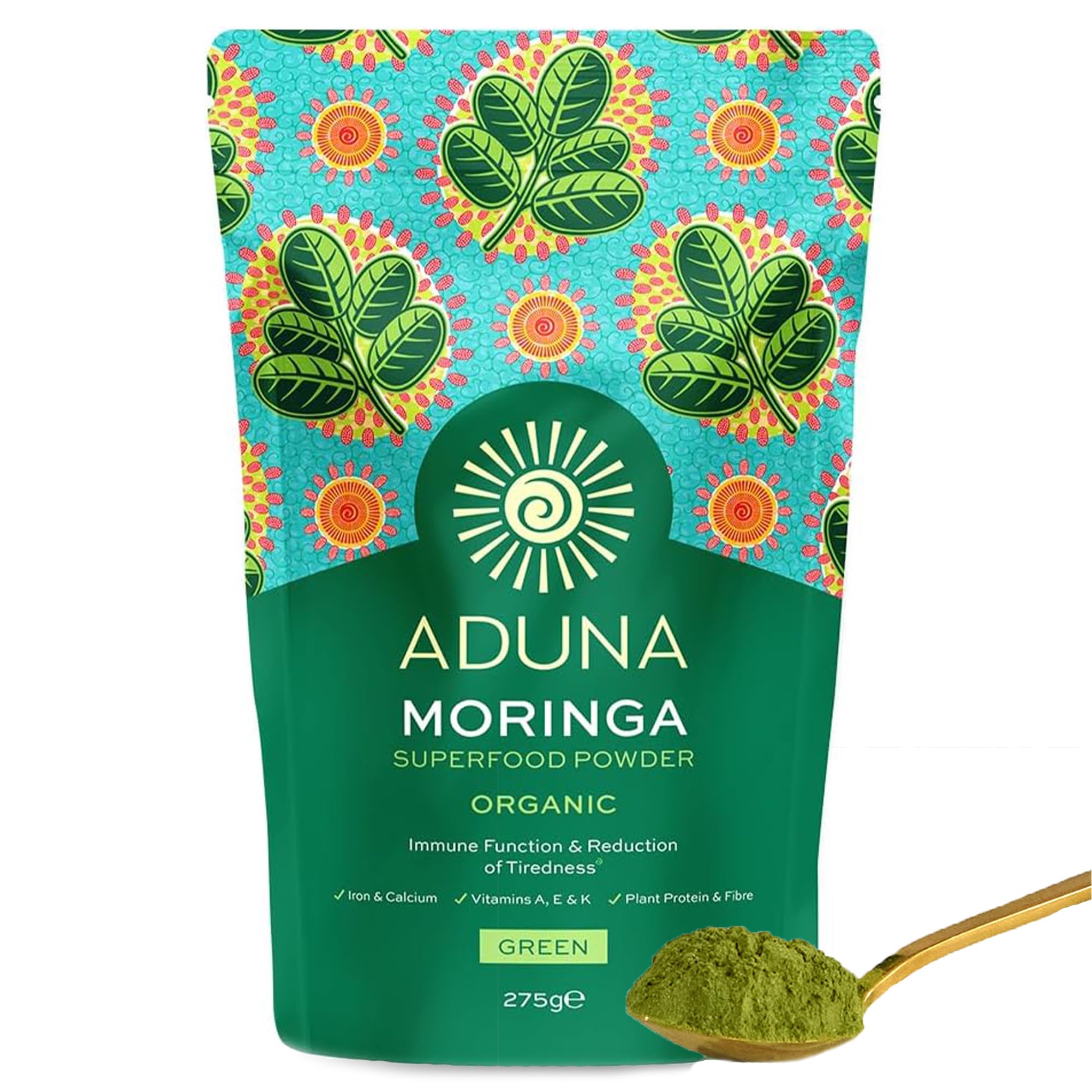 Aduna Organic Moringa Powder – 100% Pure Vegan Superfood Leaf, 275g
