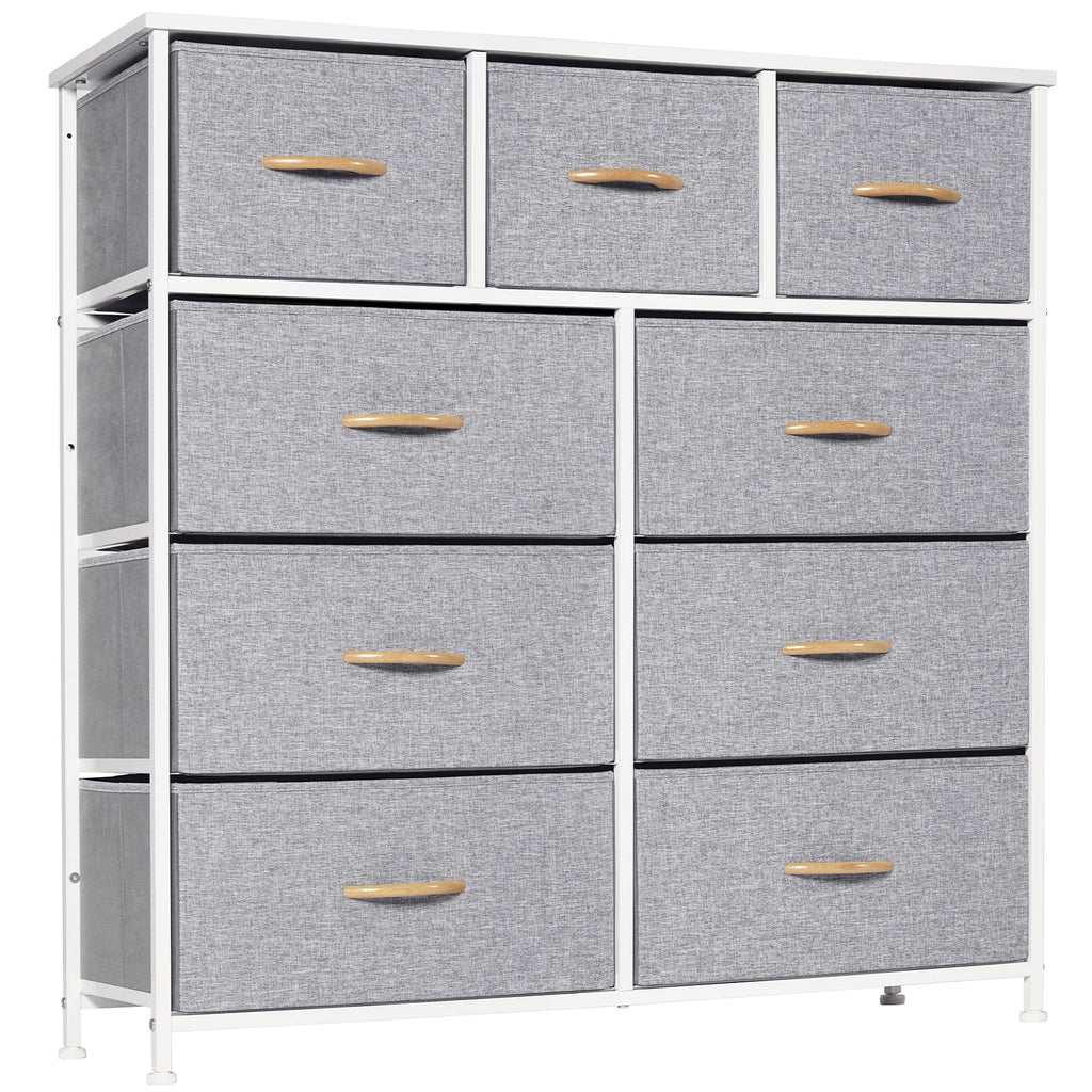 LYNCOHOME 9 Drawer Fabric Dresser – Large Storage Chest for Bedroom