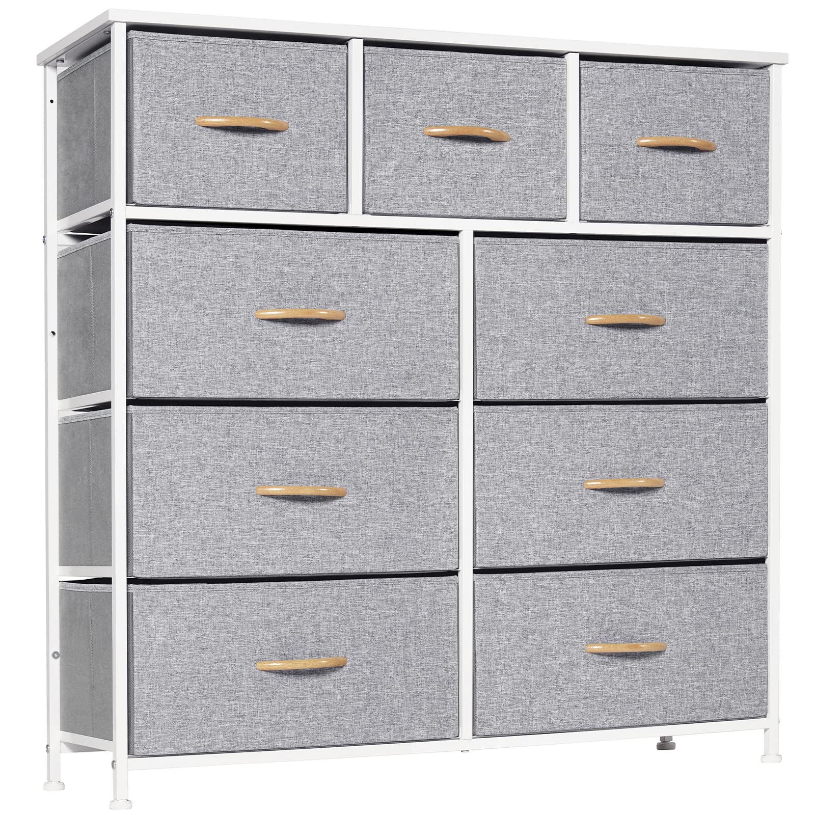 LYNCOHOME 9 Drawer Fabric Dresser – Large Storage Chest for Bedroom