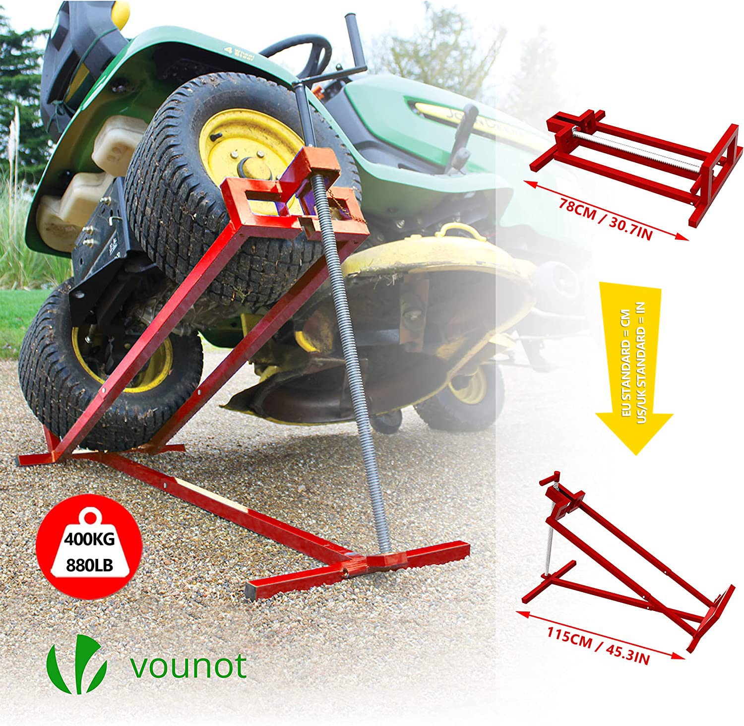 VOUNOT Ride on Mower Jack Lift – 400kg Telescopic Maintenance Jack