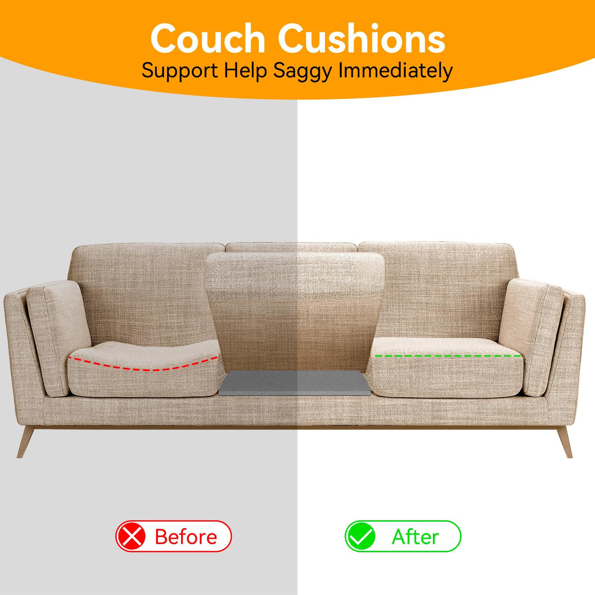 OFKAIS 60 x 50cm Sofa Support for Sagging Cushions,Sofa Cushion Support-3PC