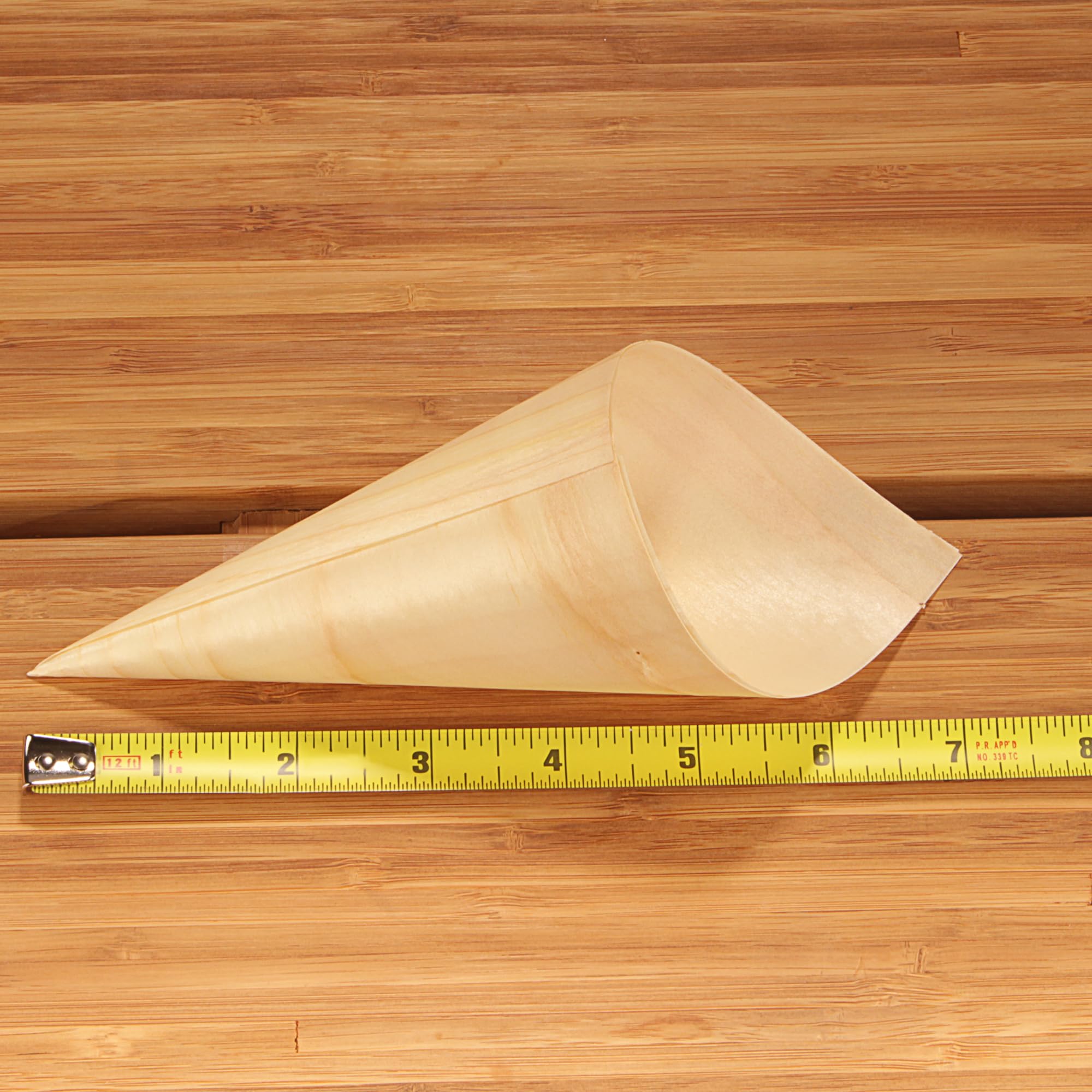 BambooMN Disposable Pine Wood Food Cones – 7.1" Tall, 300 Pieces