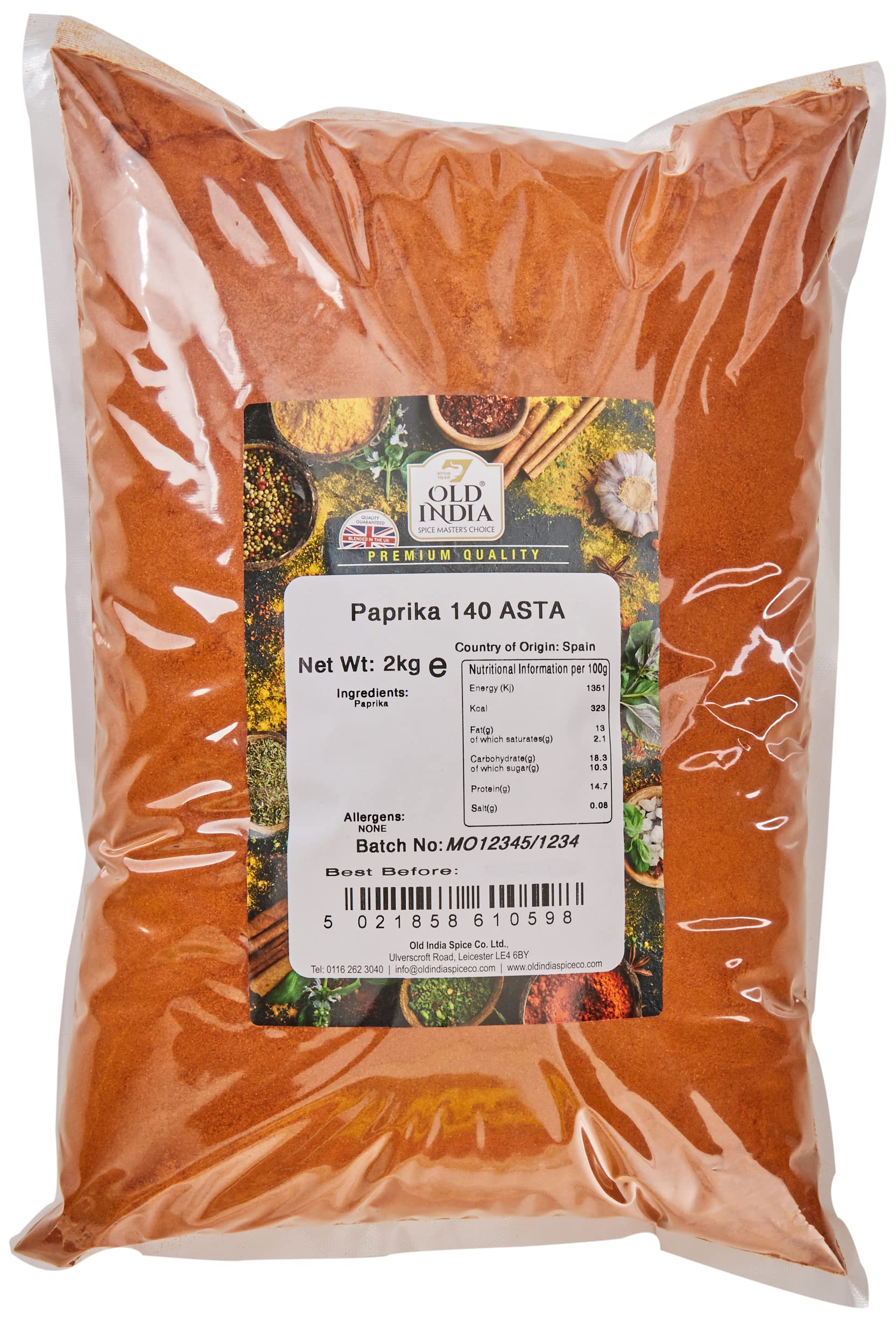 Old India Paprika 140 ASTA – Premium Bulk Cooking Spice, 2kg Bag