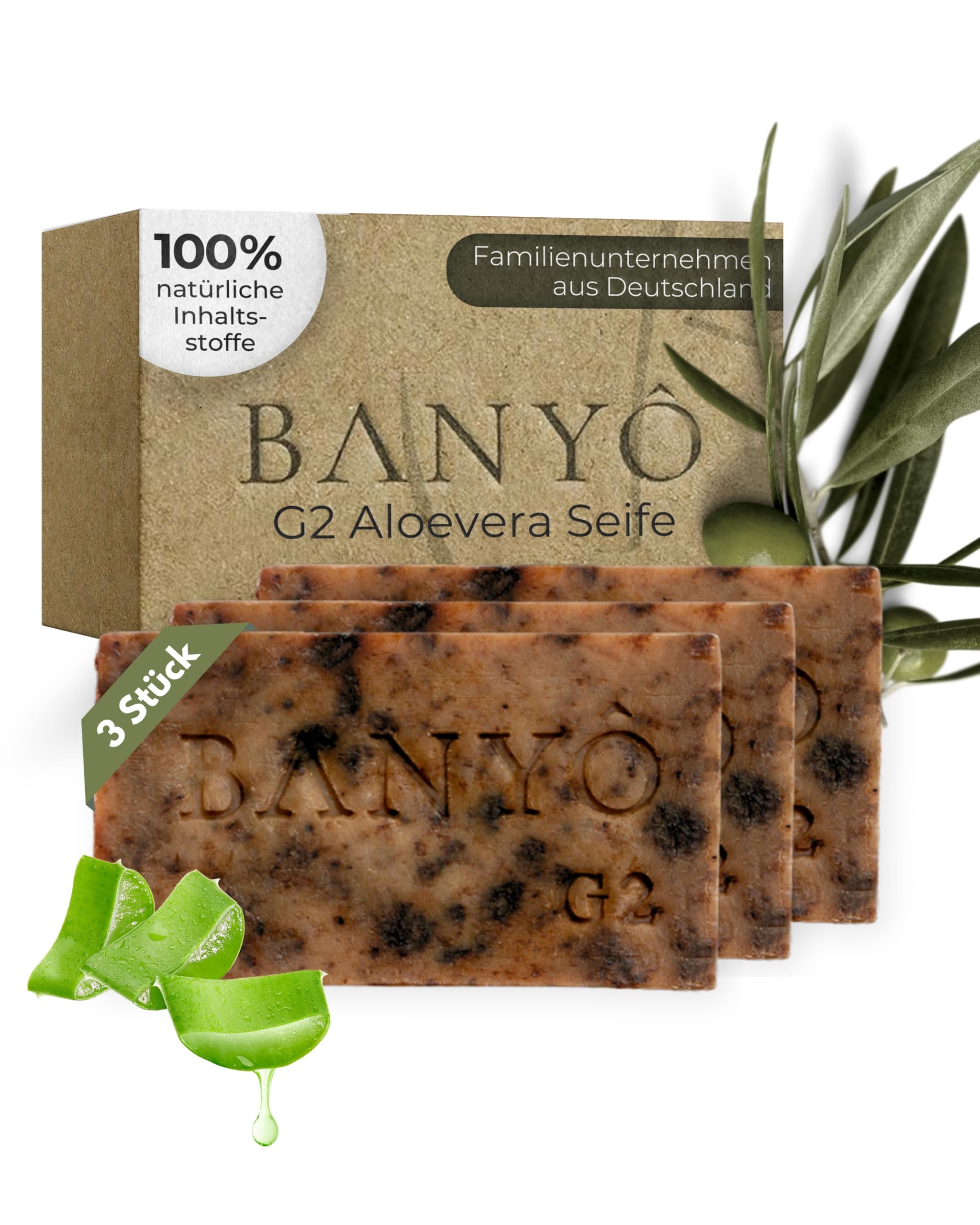 BANYÔ Aloe Vera Face Soap - Set of 3 Handmade Natural Hammam Soaps