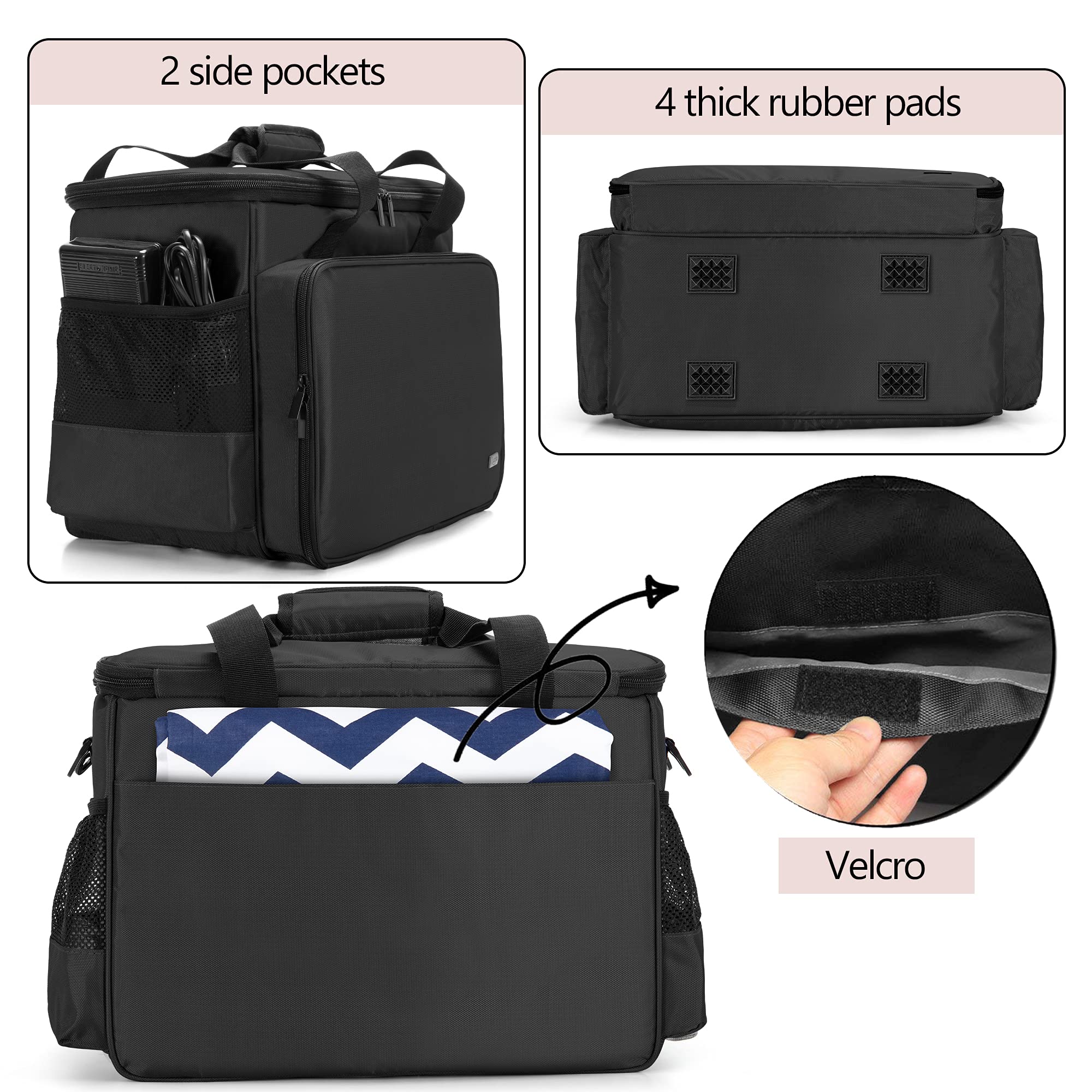 Luxja Sewing Machine Bag – Padded Carrying Case with Pockets, Black
