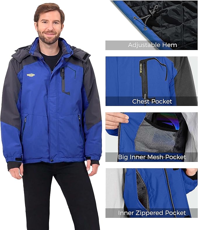 Wantdo Men's Ski Jacket | Waterproof Windproof Winter Snowboard Coat