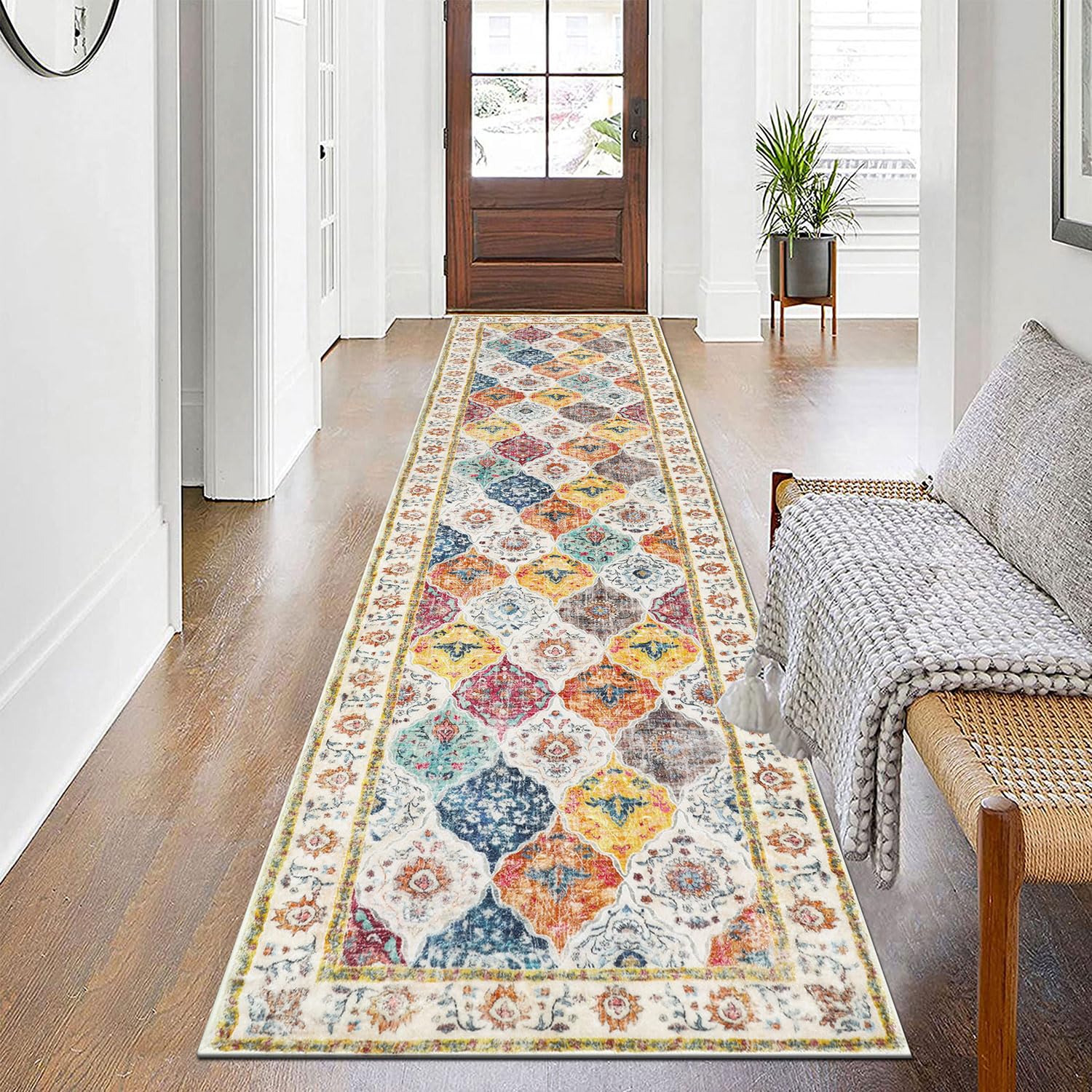SHACOS Vintage Hallway Runner Rug – Non-Slip Washable 60x240cm