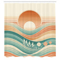 ABAKUHAUS Boho Shower Curtain – Mid Century Mountain Fabric Decor, 175x200cm