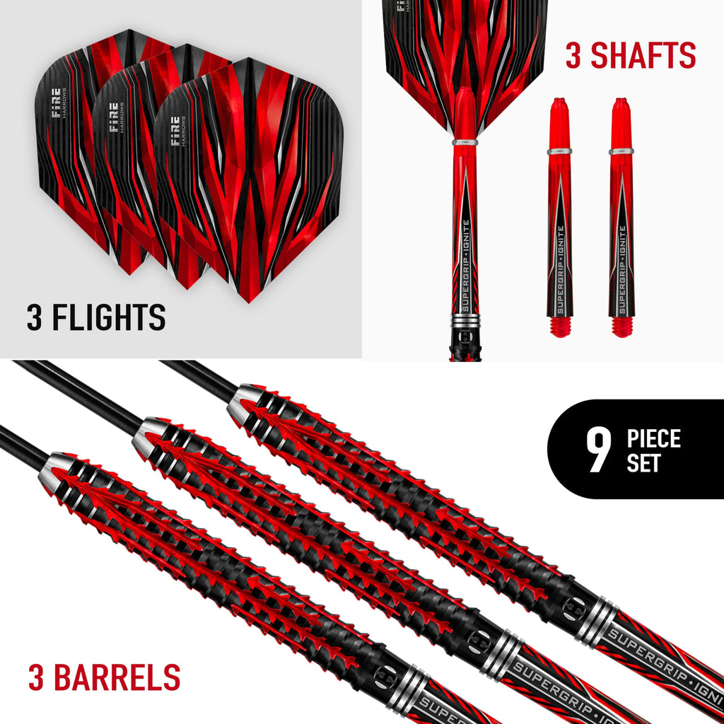 Harrows Fire Inferno 90% Tungsten Steel Tip Darts Set | 22g-24g