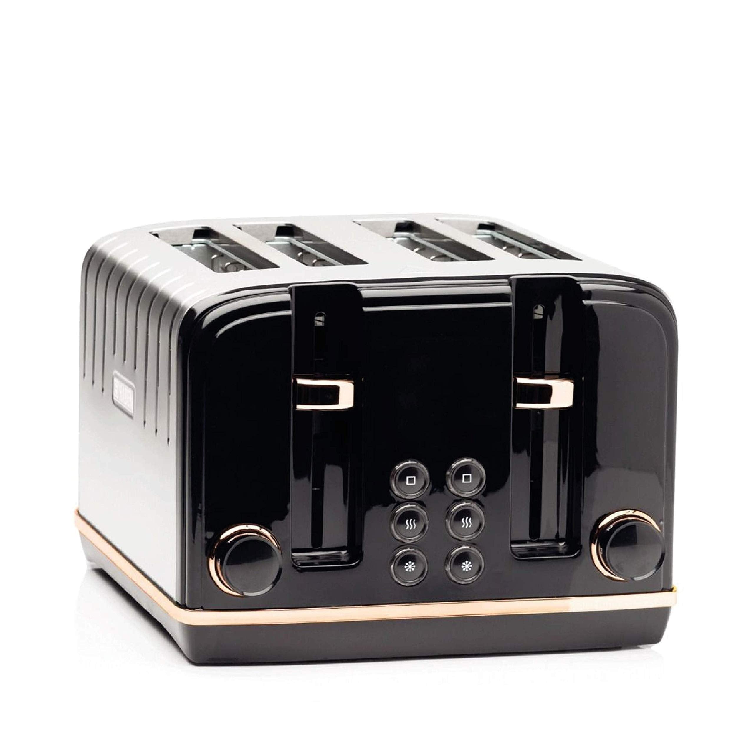 Haden Salcombe 4 Slice Toaster – Black Retro Stainless Steel, 2300W