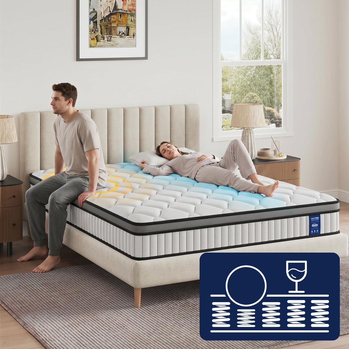 BedStory Small Double Hybrid Mattress, 22cm Pocket Sprung, 120x190cm - image 4