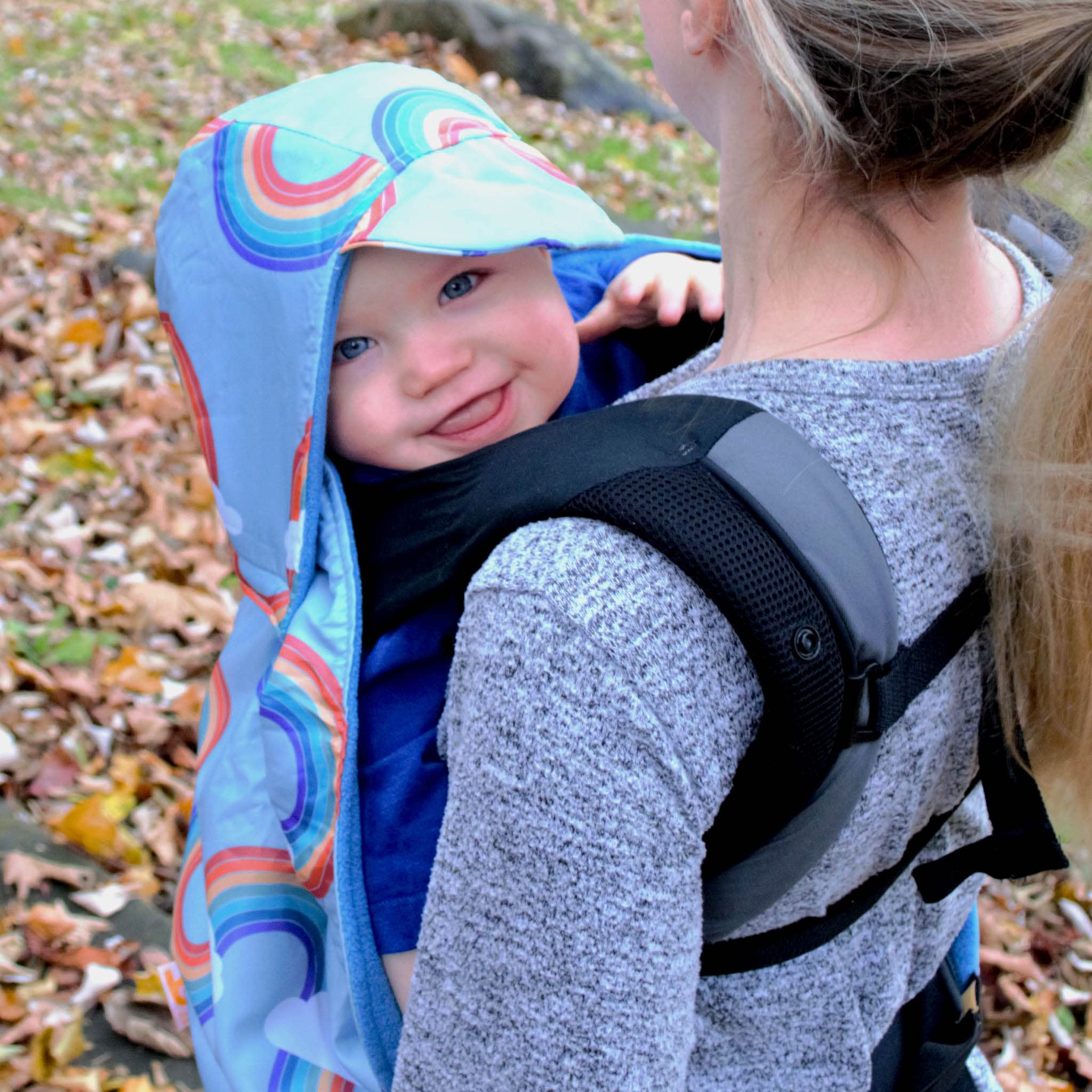 BundleBean Waterproof Baby Carrier Cover – Fleece Lined Rainbow Sling