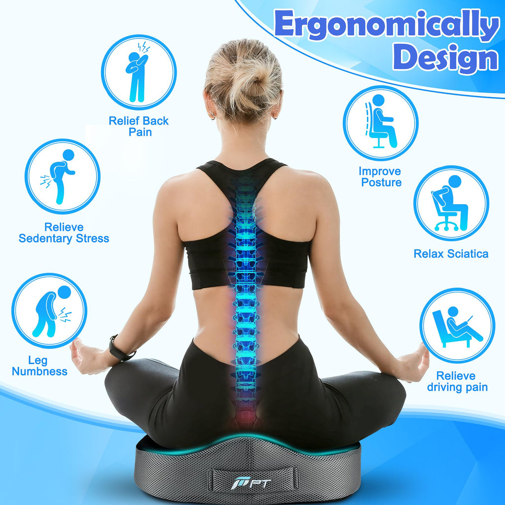 POOTACK Memory Foam Seat Cushion – Ergonomic Coccyx & Sciatica Support