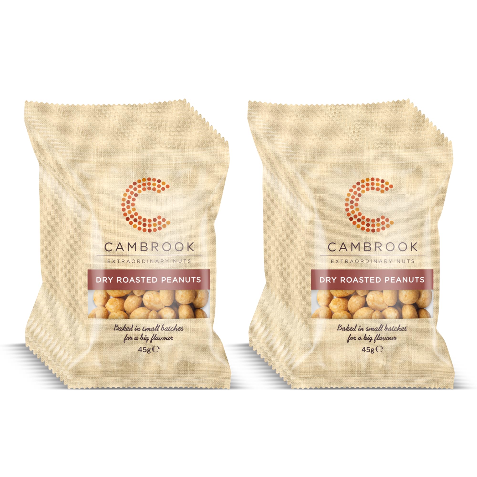 Cambrook Dry Roasted Peanuts - Savory Baked Nut Snacks, 45g (Pack of 24)