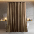 Popkozzi Chocolate Brown Glitter Shower Curtain – Metallic Shimmer Fabric