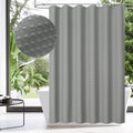 Jolof Store Waffle Shower Curtain – Extra Long 72x84 Grey Farmhouse Fabric