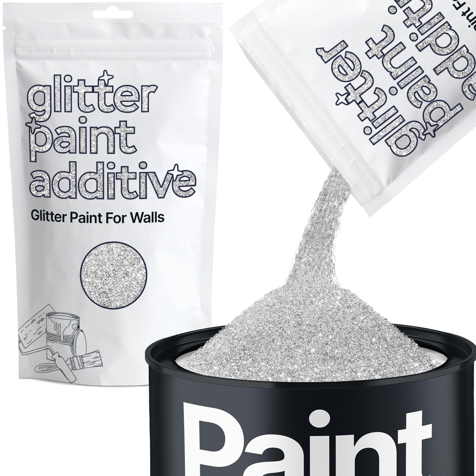 Hemway Silver Glitter Paint Additive 100g for Walls and Varnish