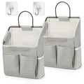 Set of 2 Waterproof Hanging Storage Organizers - Linen - Foldable - With Pockets - For Nursery, Bathroom, Bedroom, Office, RV - Grey - image 1