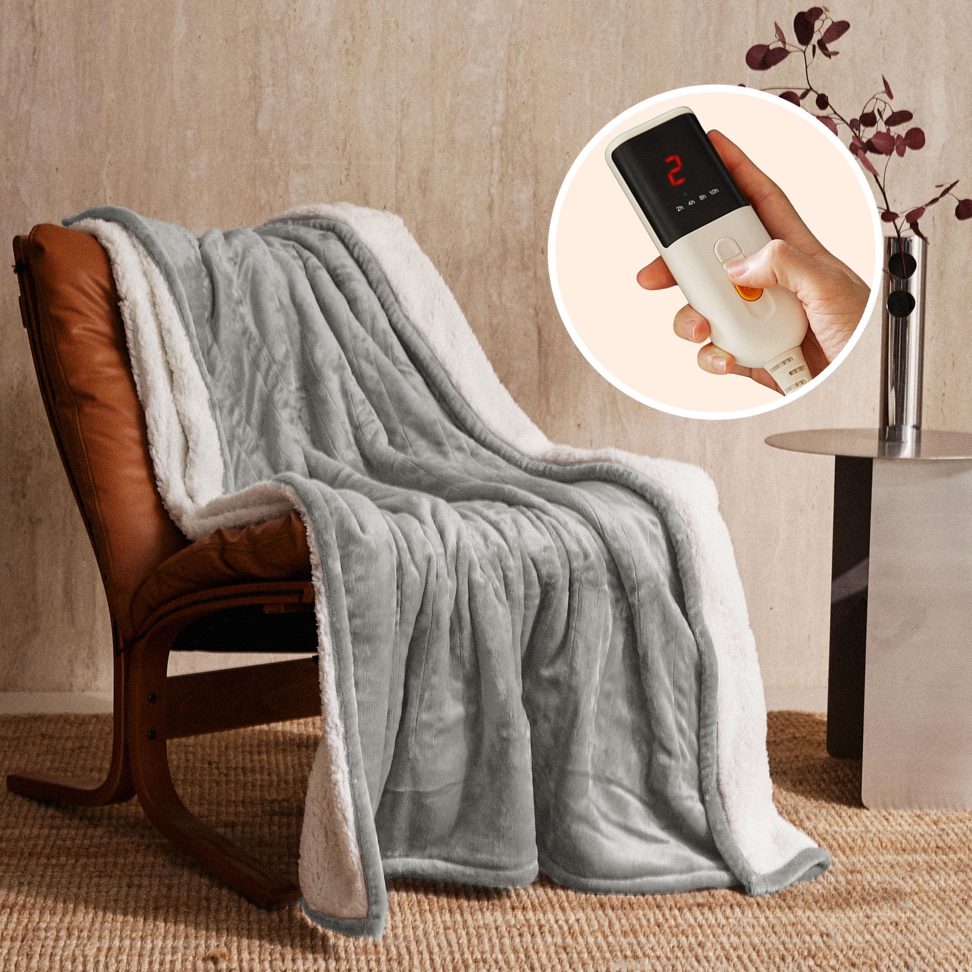 JET'S HOME Electric Blanket – 130x160cm Heated Throw with 6 Heat Settings