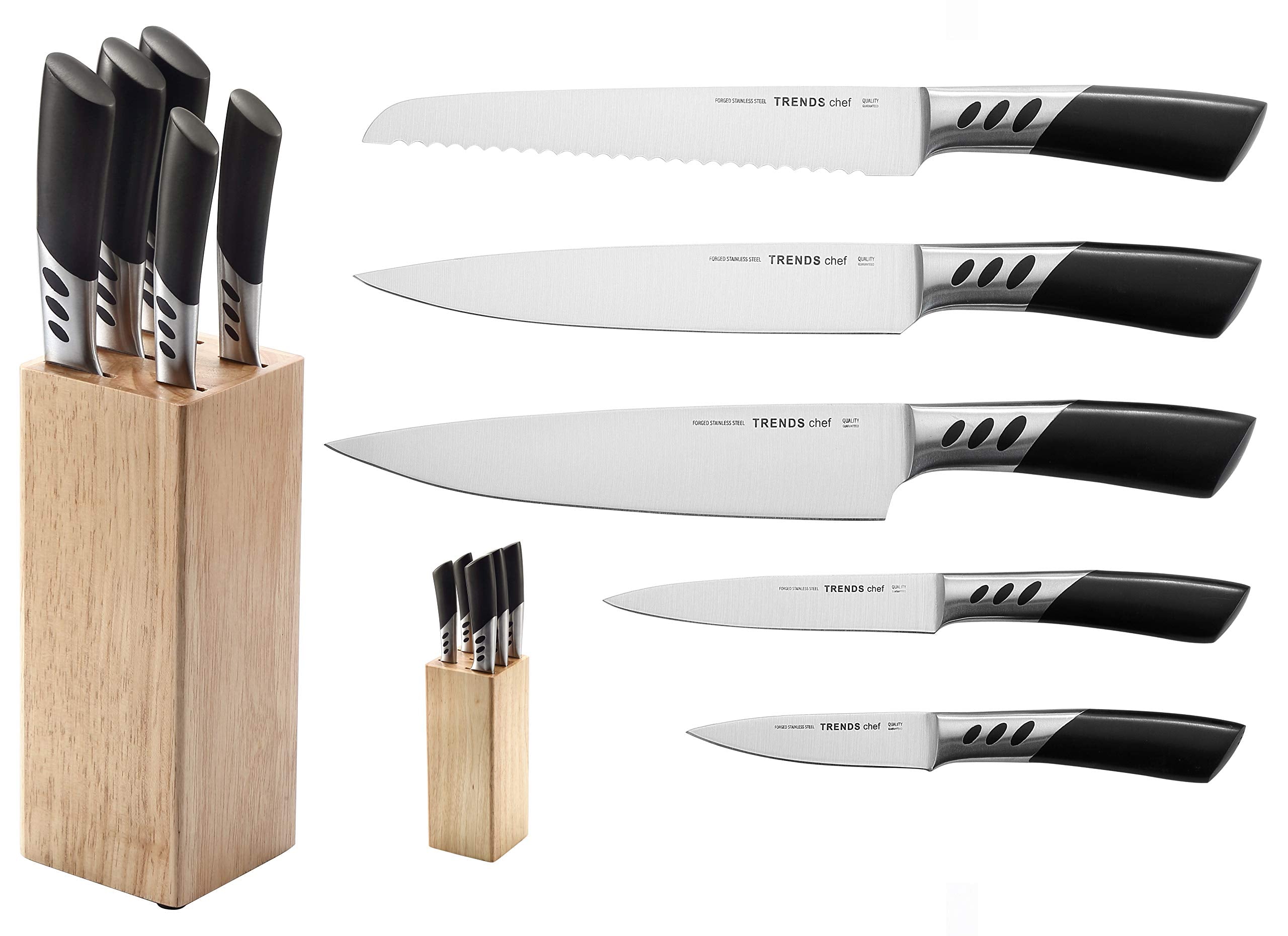 TRENDS Home 5-Piece Kitchen Knife Set | German Steel with Block