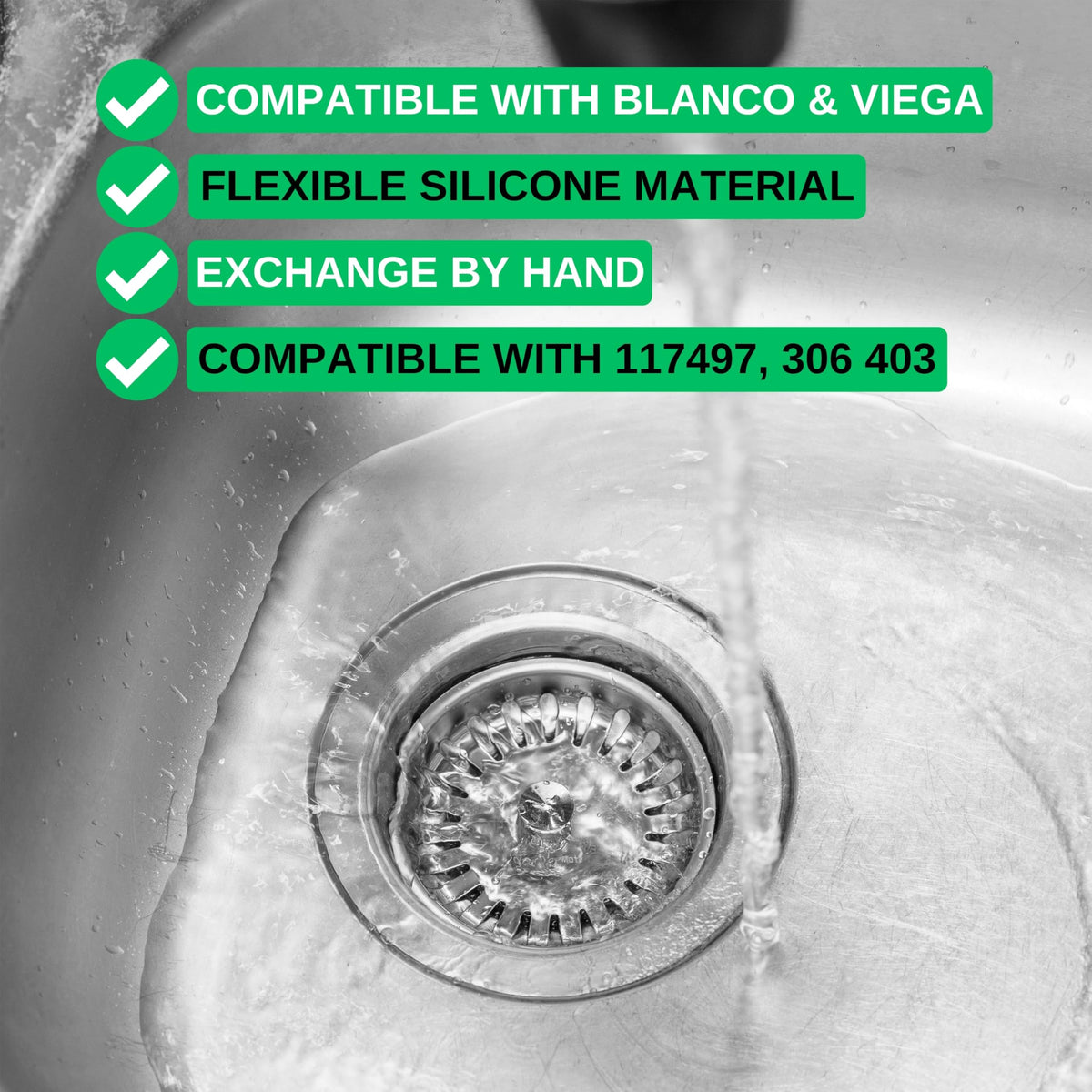 Replacement Strainer Basket Seal Set, 1 Set, Compatible with Blanco and VIEGA 306 403, 97100-93C - image 2