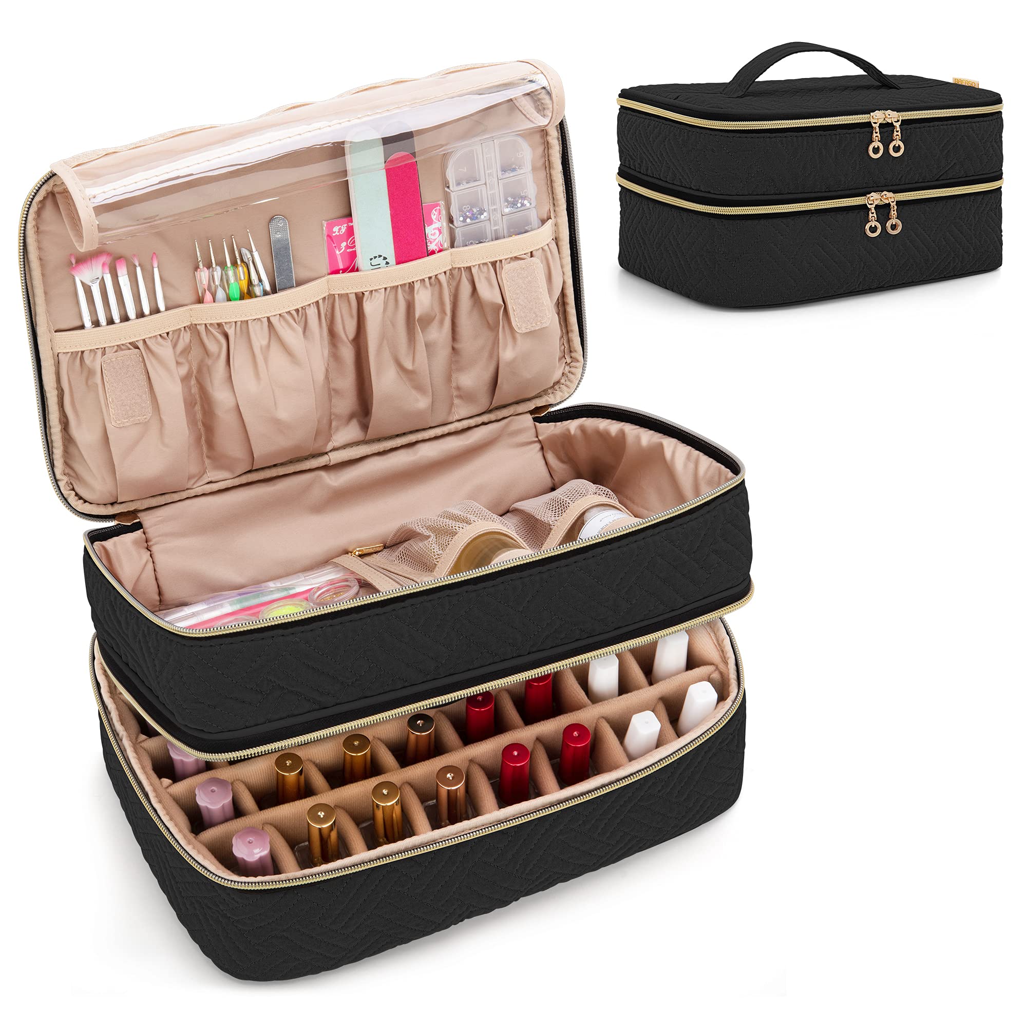 BAFASO Double Layer Nail Polish Organiser | 40 Bottle Case with Tool Storage