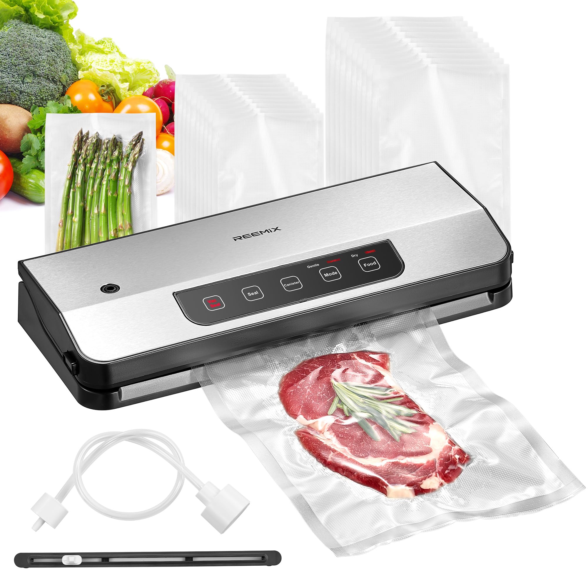 Reemix 8-in-1 Food Vacuum Sealer Machine with Cutter & 20 Bags