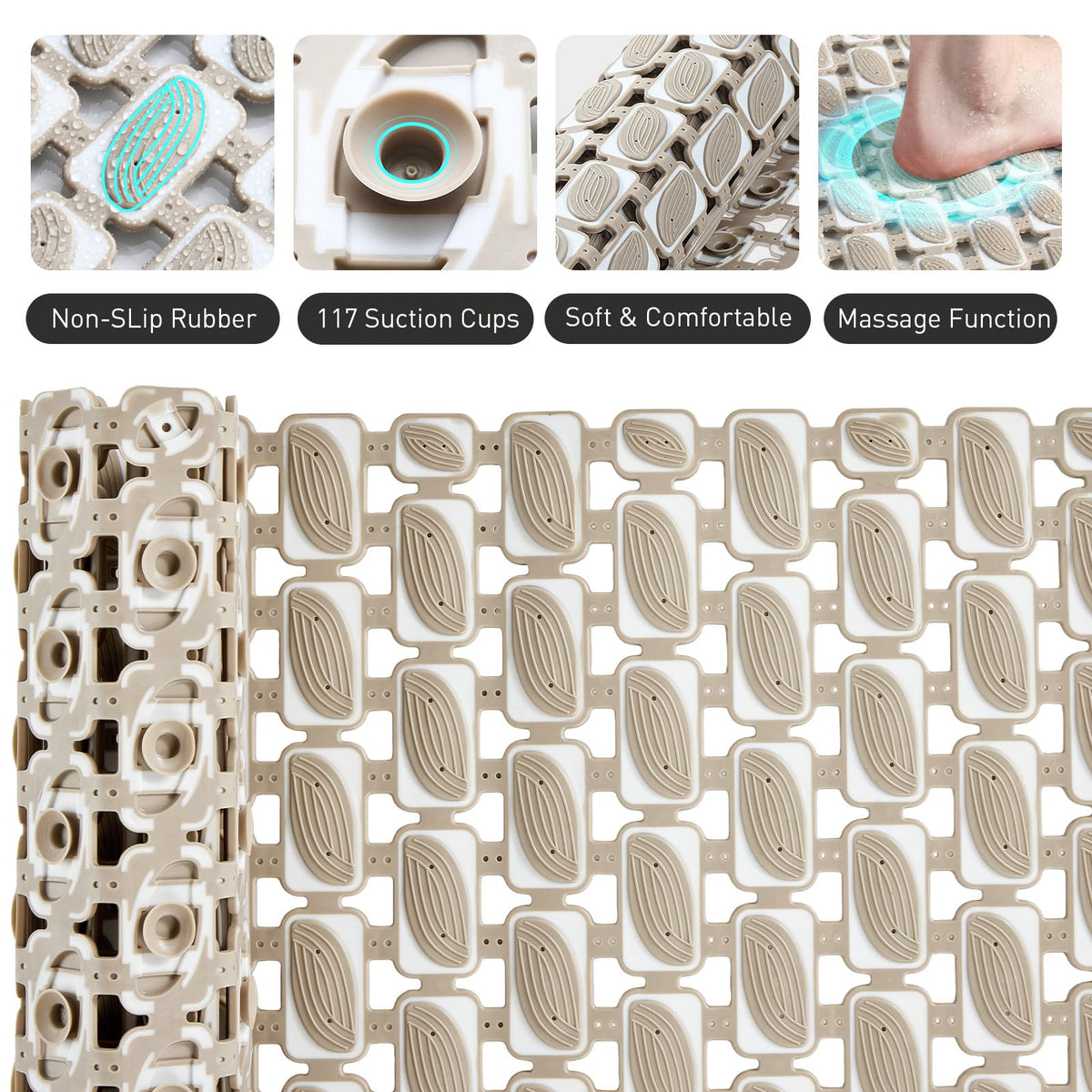 XIYUNTE Shower Mat Non Slip Anti Mould - 70 x 40cm Non Slip Shower Mats for Inside Shower - image 3
