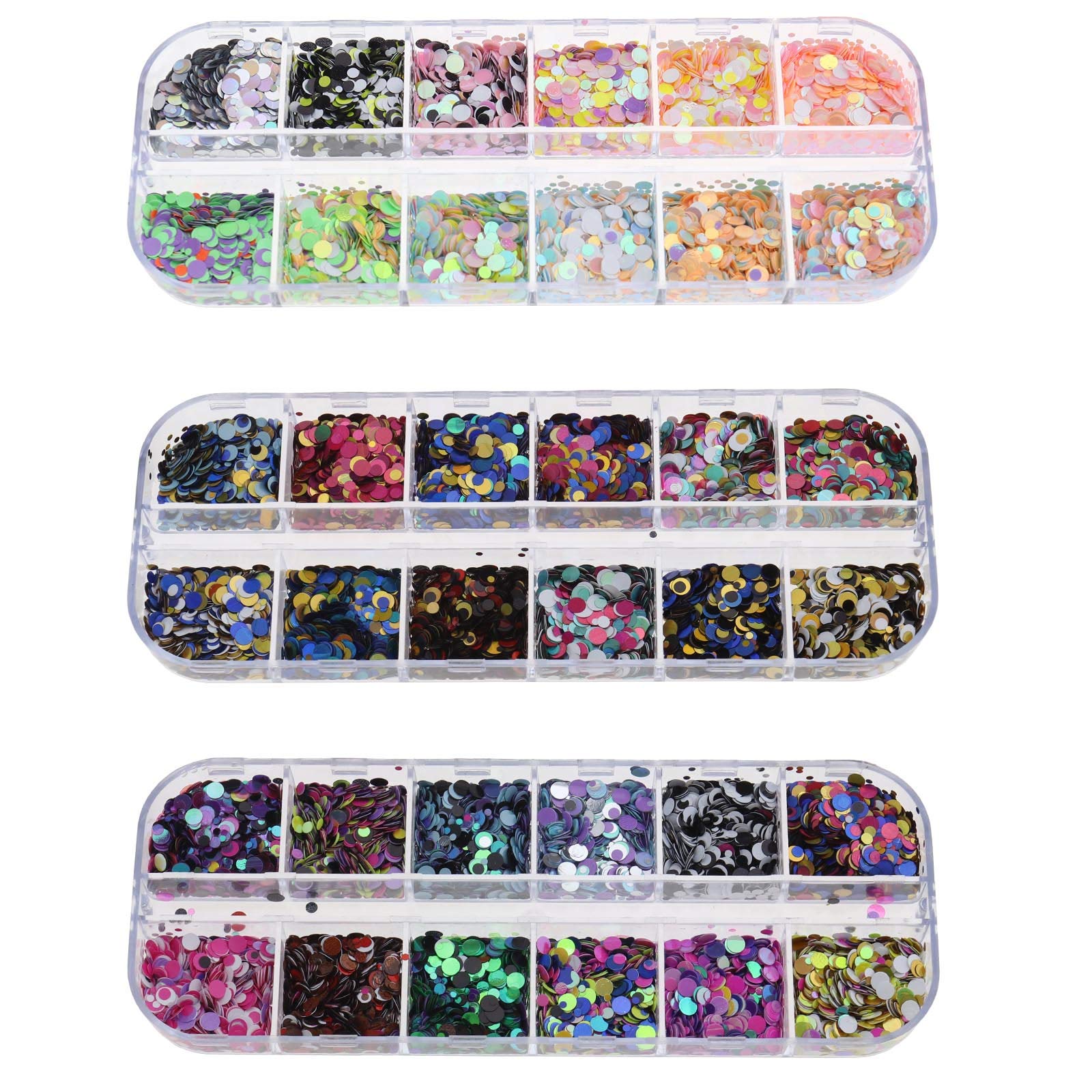 Jolof Store Nail Glitter Flakes – 3 Pack Multicolour Foils for Resin Art