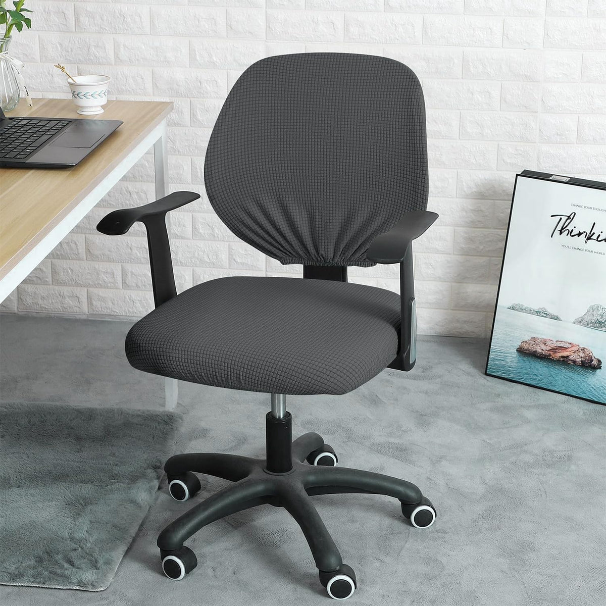 USHXVG 1-Piece Non-Slip Seat Cover, Office Chair Protector Set, Checked Chair Cover, Universal - image 5