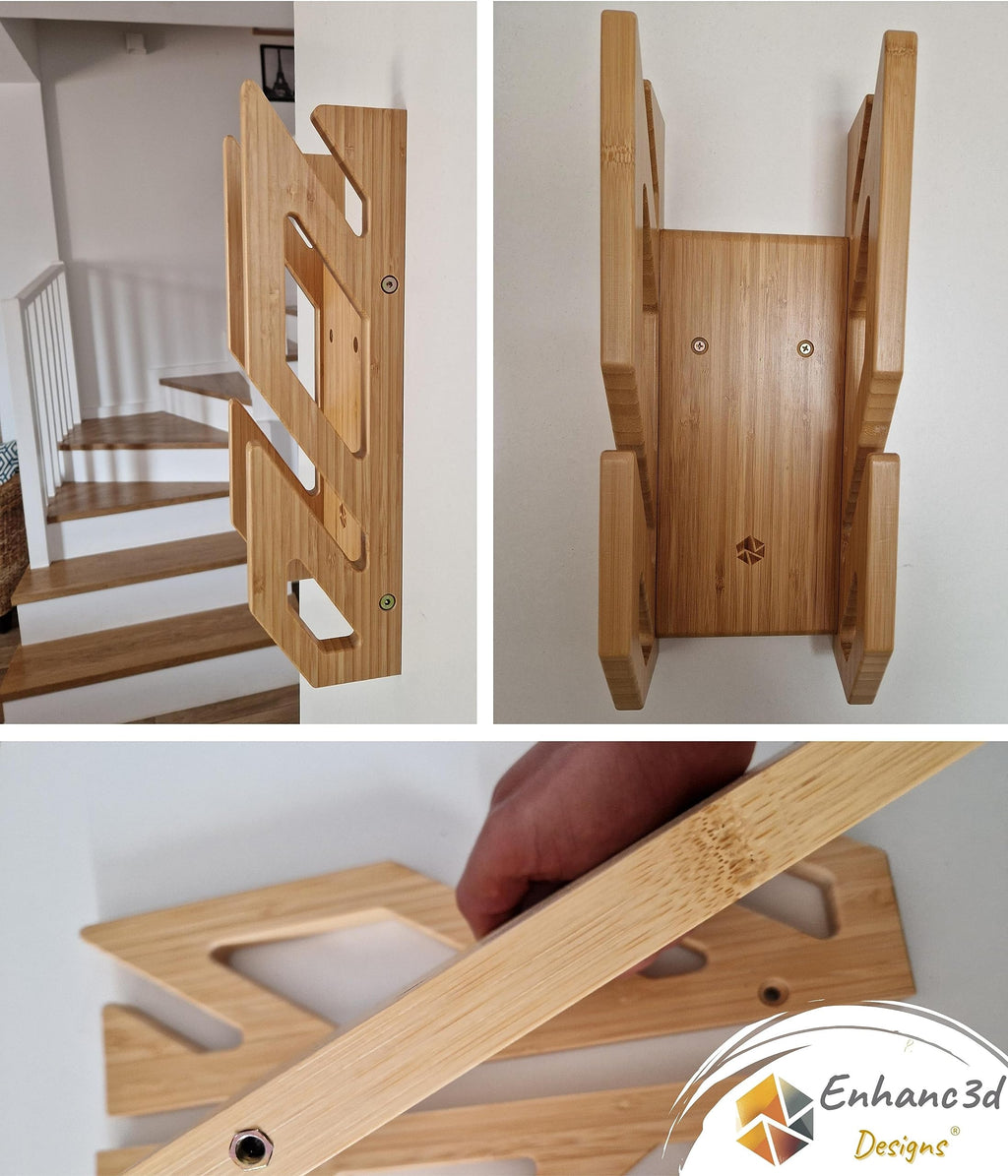 Enhanc3d Designs Bamboo Skateboard Wall Mount | 2-Board Longboard Rack