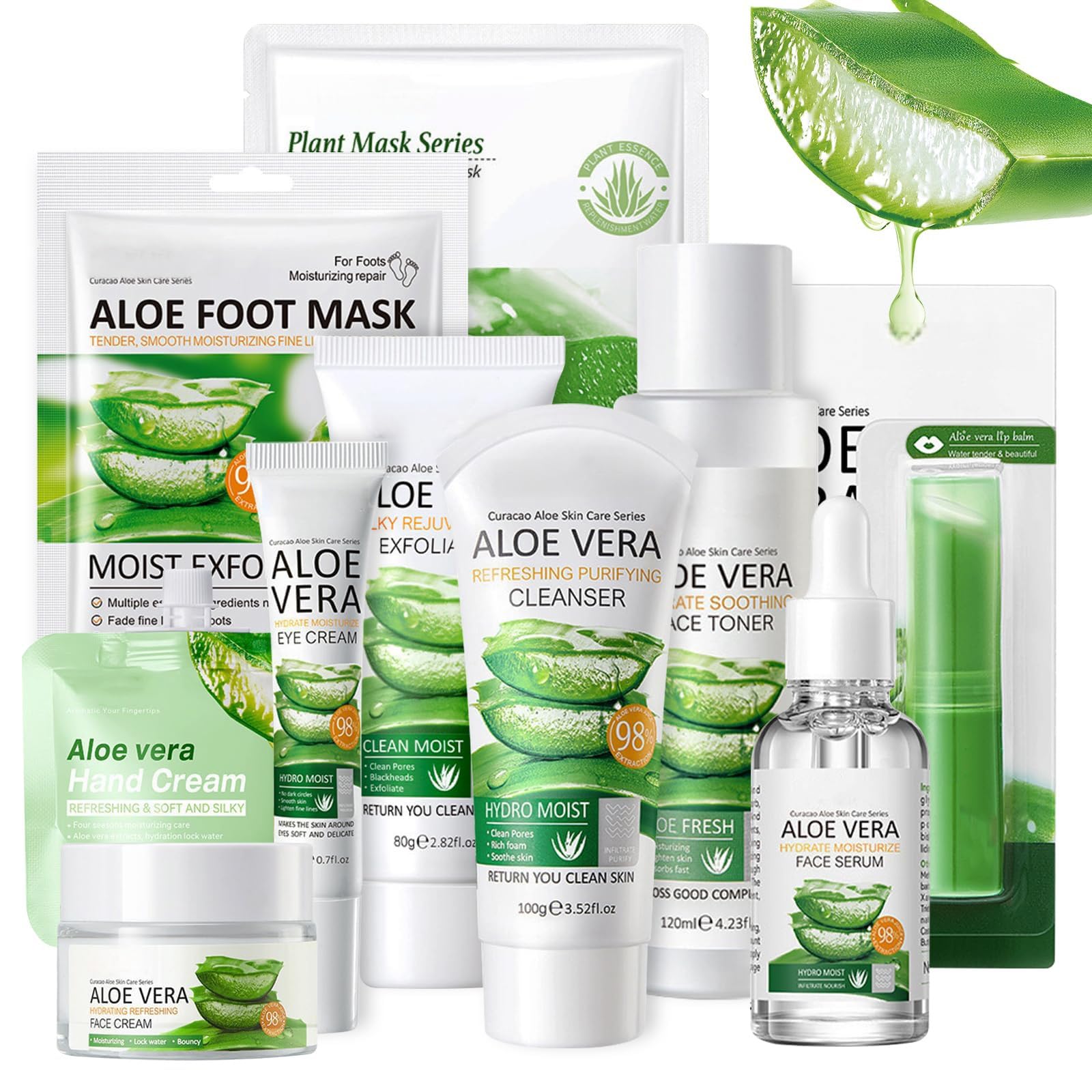 Leogony 10-Piece Aloe Vera Skincare Gift Set for Teenage Girls and Women