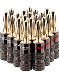 FosPower 24K Gold Plated Banana Plugs - 10 Pairs Speaker Connectors