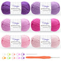 Renyiz Crochet Yarn Set – 6x50g Cotton Blend DK Yarn Kit with Hook