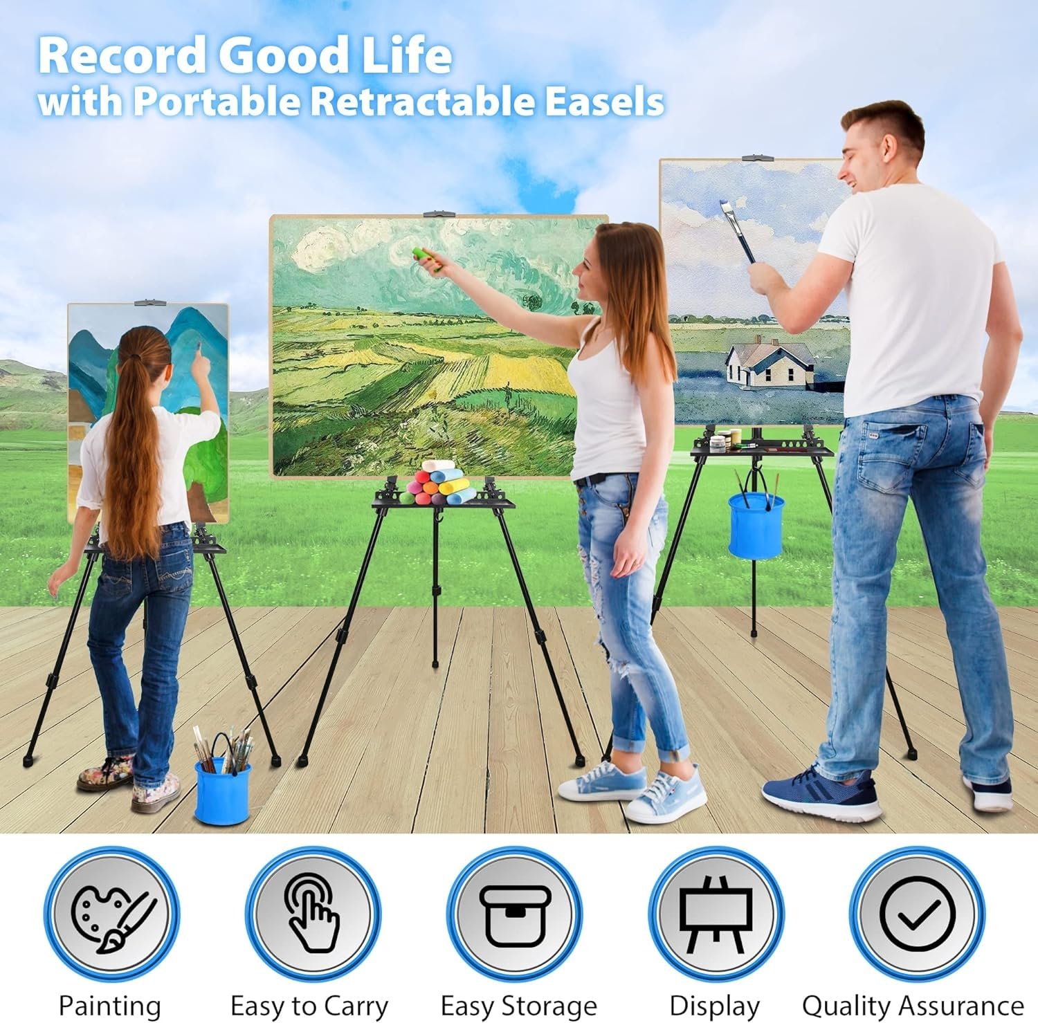 WIIGO Art Easel Stand – Adjustable 155cm Aluminum Tripod for Floor & Table