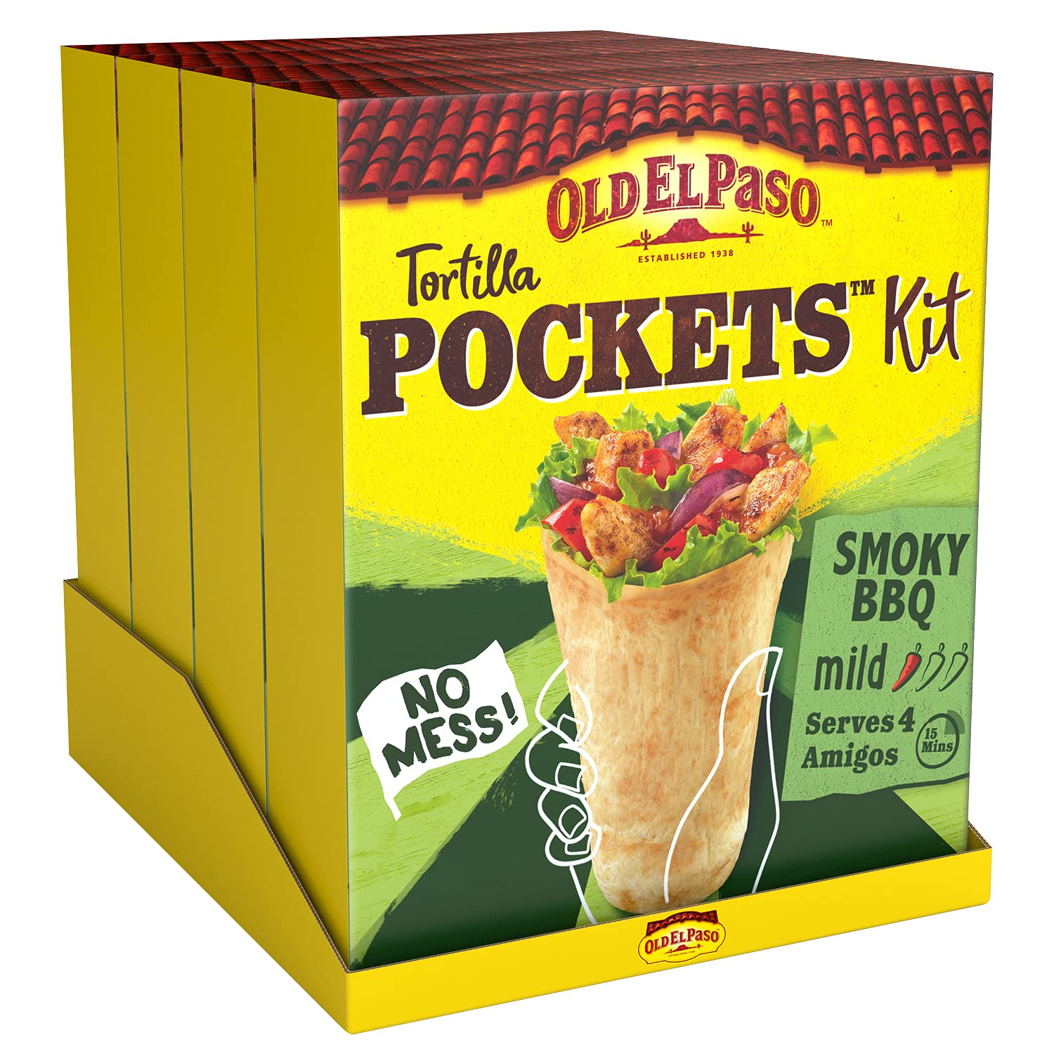 Old El Paso Mild Smoky BBQ Tortilla Pockets Fajita Kit - 380g (Pack of 4)