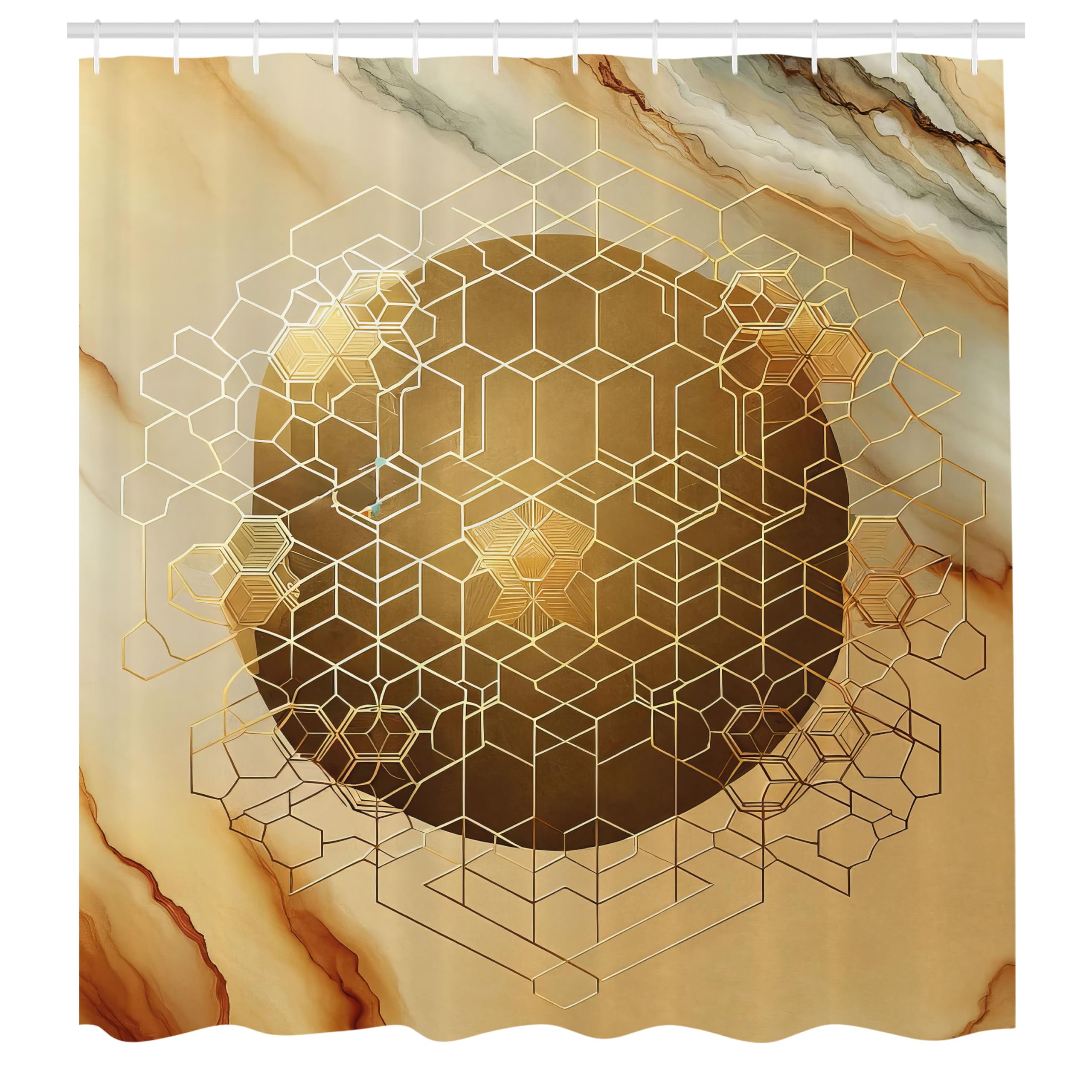 Abakuhaus Fabric Shower Curtain – Futurist Cubes Waterproof Decor with Hooks
